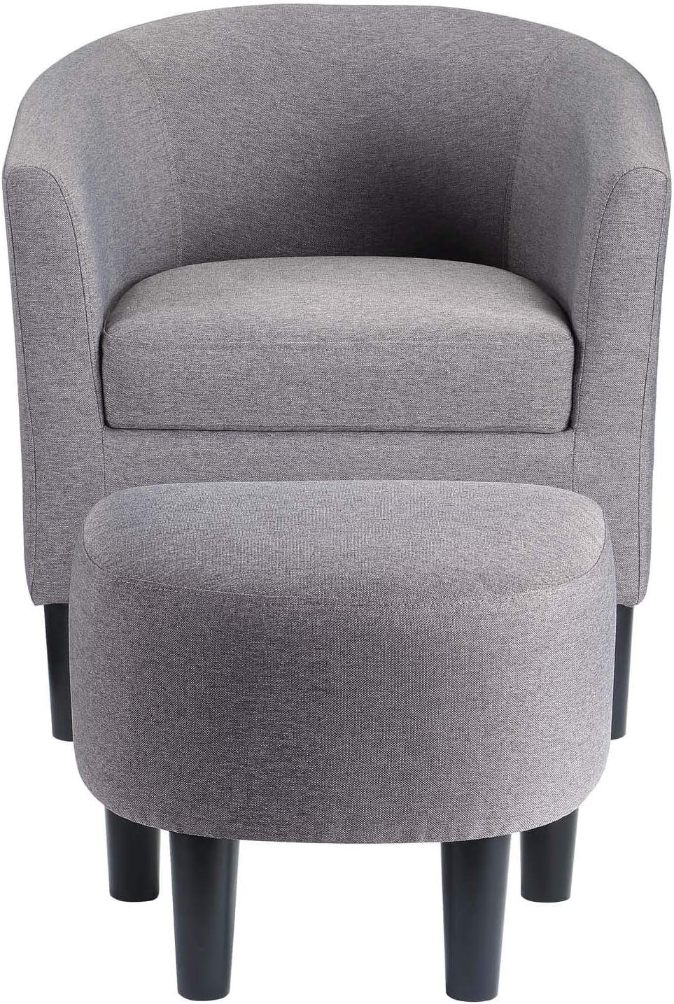 Convenience Concepts Take a Seat Churchill Accent Chair with Ottoman, Cement Gray Fabric