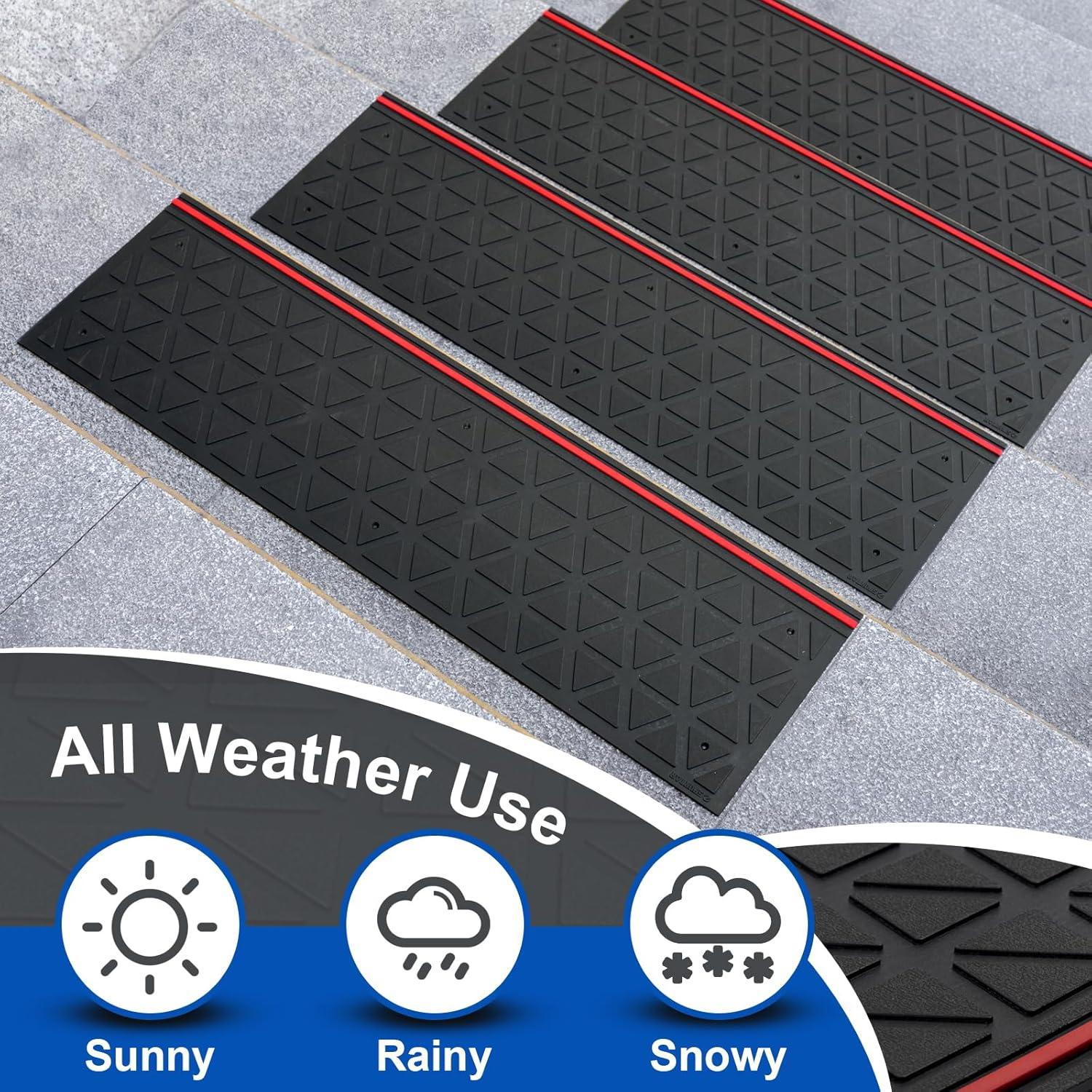 George Oliver 5 Pieces Outdoor Stair Treads Non-Slip, Heavy Duty Step Mats