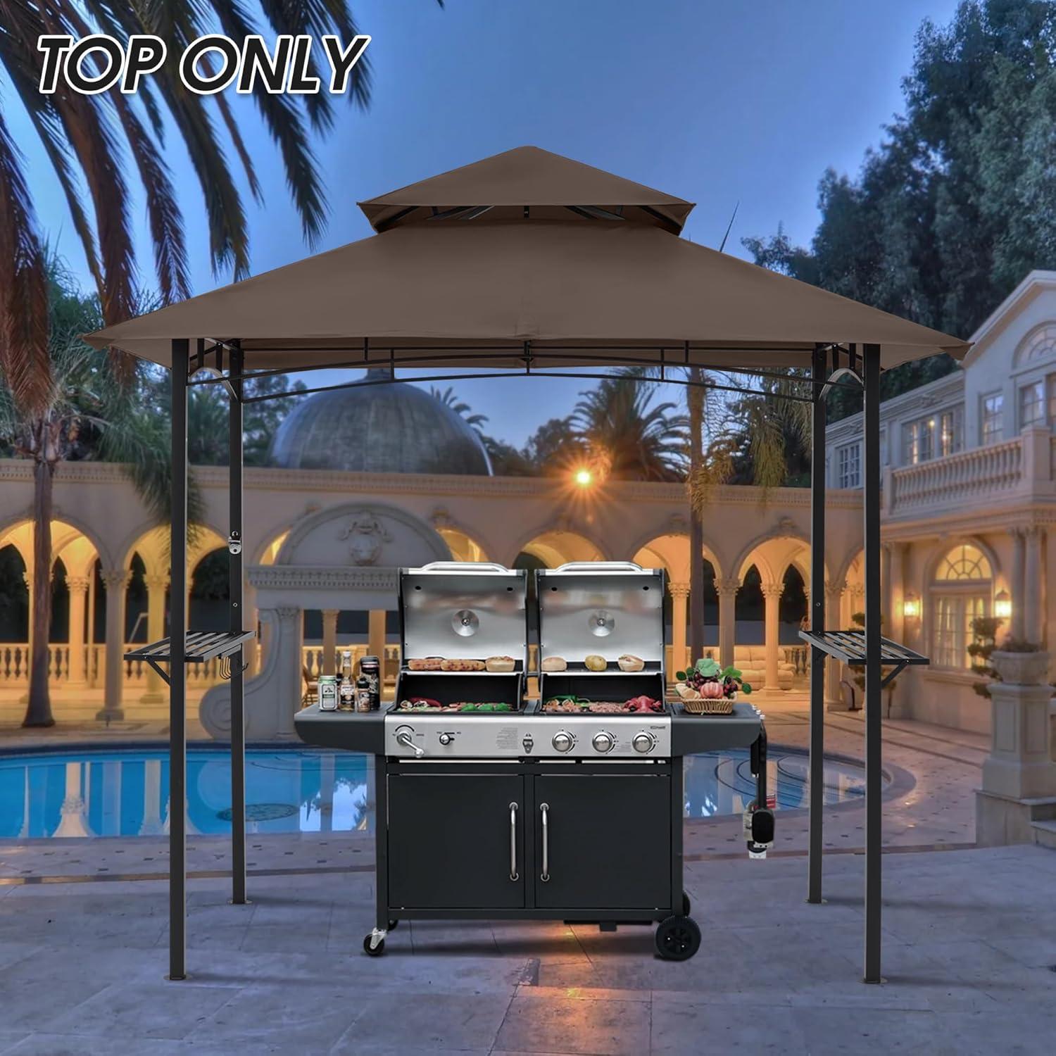 Brown Polyester Replacement Canopy for Grill Gazebo