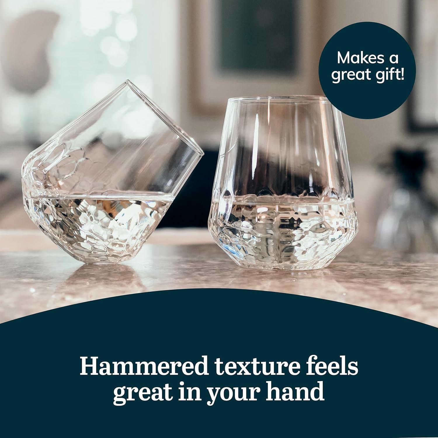 Libbey Hammered Libbey Base All-Purpose Stemless Wine Glasses (Set of 8)