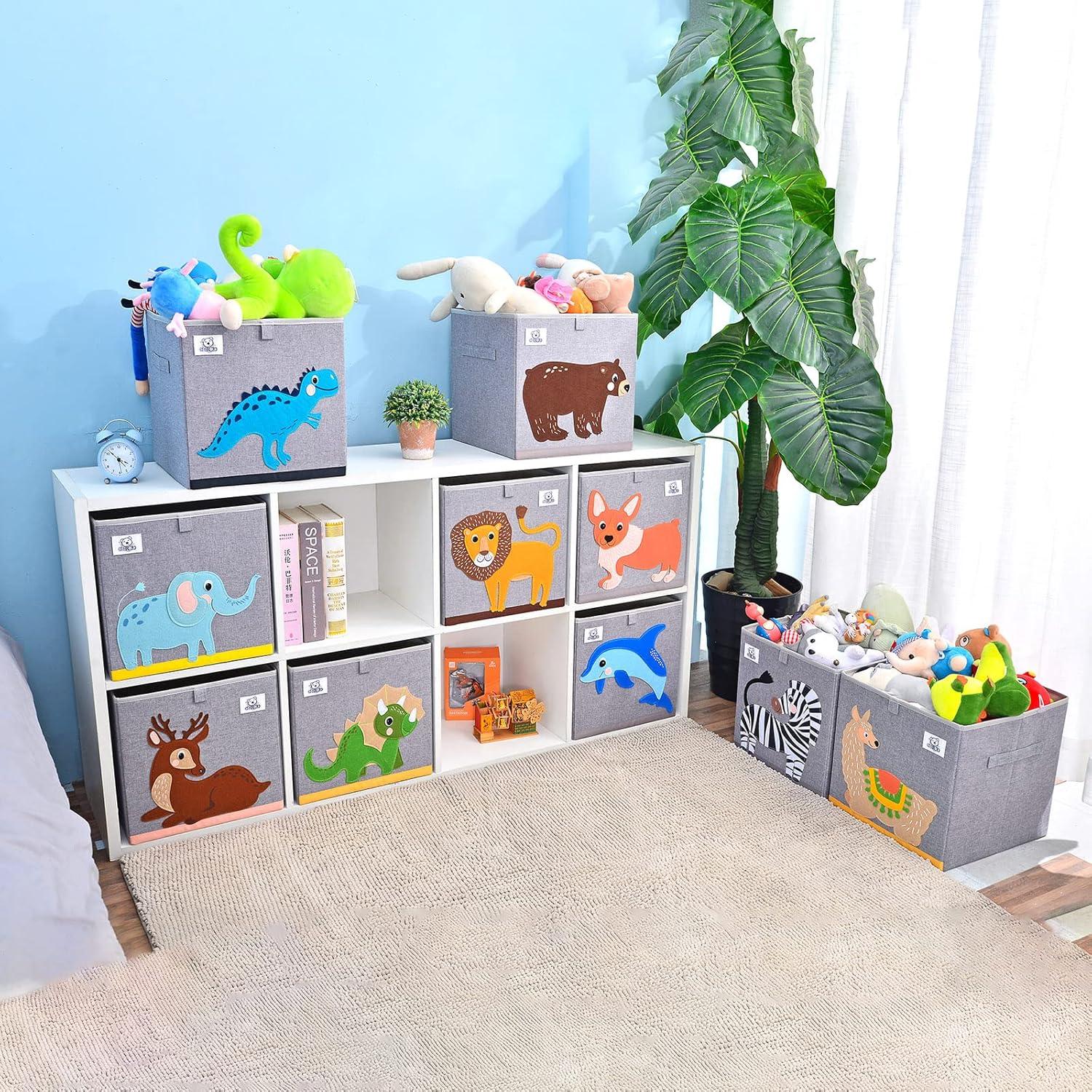 CLCROBD Foldable Animal Cube Storage Bins Fabric Toy Box/Chest/Organizer for Toddler/Kids Nursery, Playroom, 13 inch (Alpaca)