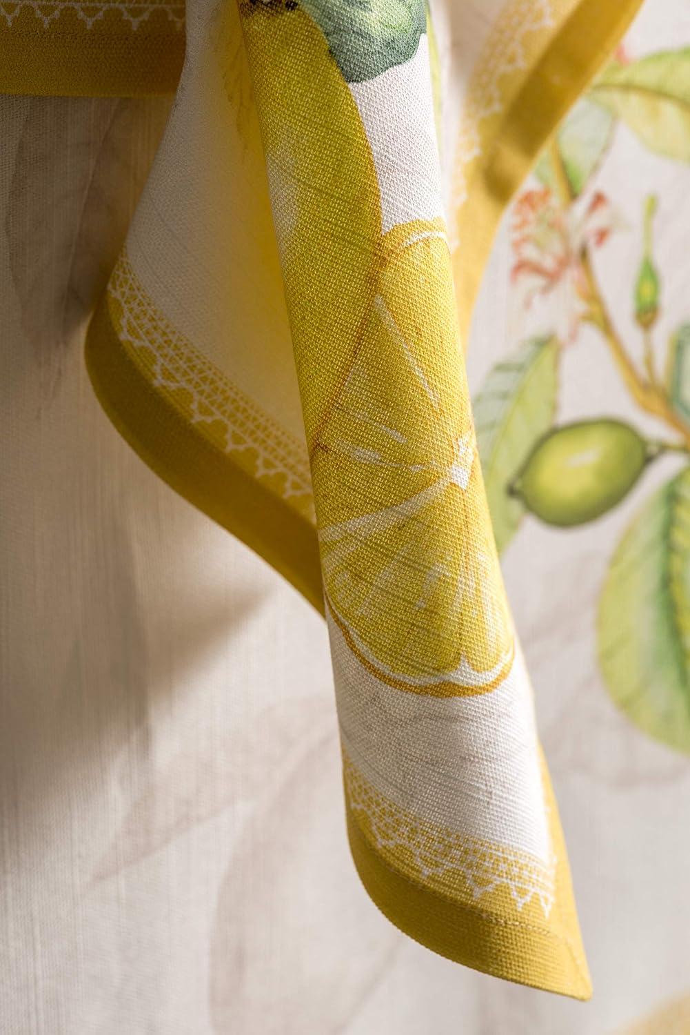 Limoncello Yellow and White Cotton Square Napkin Set