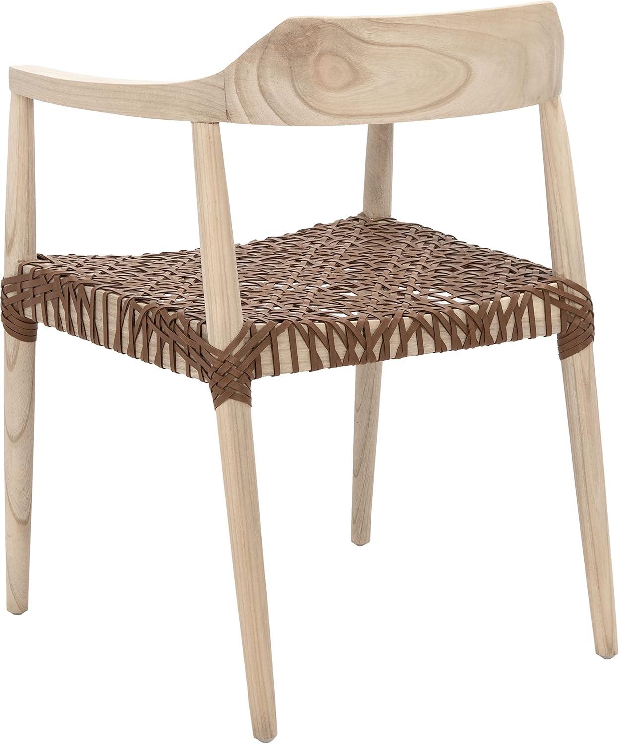 Munro Leather Woven Accent Chair - ACH1005 - Natural/Light Honey - Safavieh