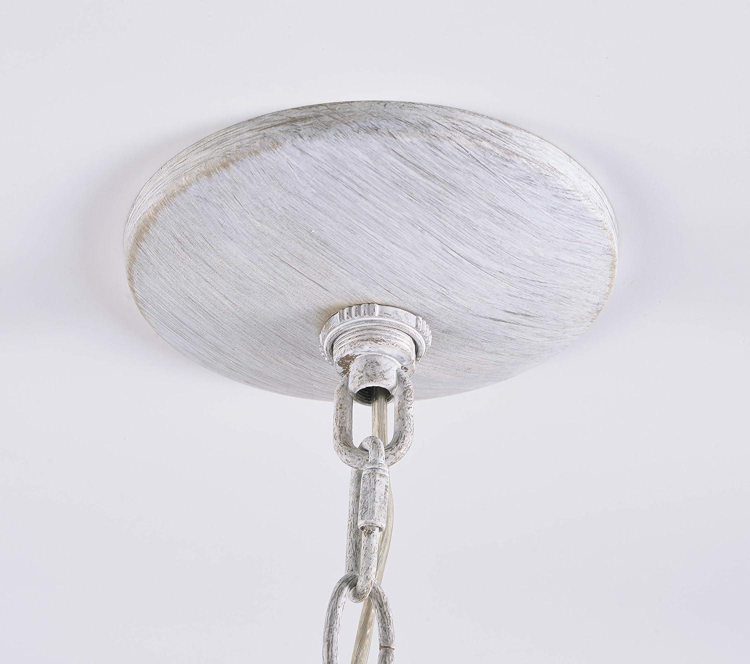 White Weathered Wood Bead 3-Light Chandelier