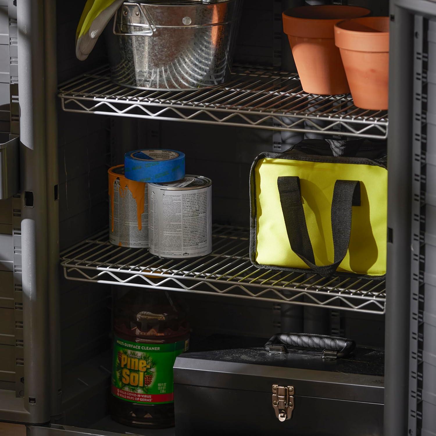 Gracious Living 2-Shelf Cabinet Organizer, MaxIt Base Cabinet Storage for Garages, Basement, Workshop, and More, Grey, Small