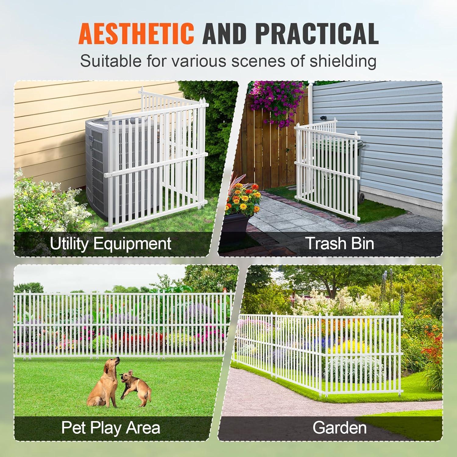 48 x 48 in. Vinyl Privacy Fence Panels, White - 2 Piece