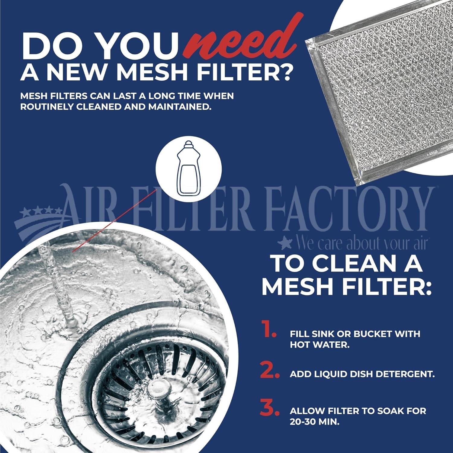 Air Filter Factory Replacement for 99010467 S99010467 Broan Range Hood Aluminum Mesh Grease Filter