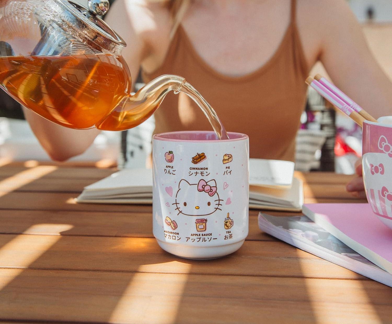 Silver Buffalo Sanrio Hello Kitty Apple Icons Ceramic Tea Cup | Holds 9 Ounces