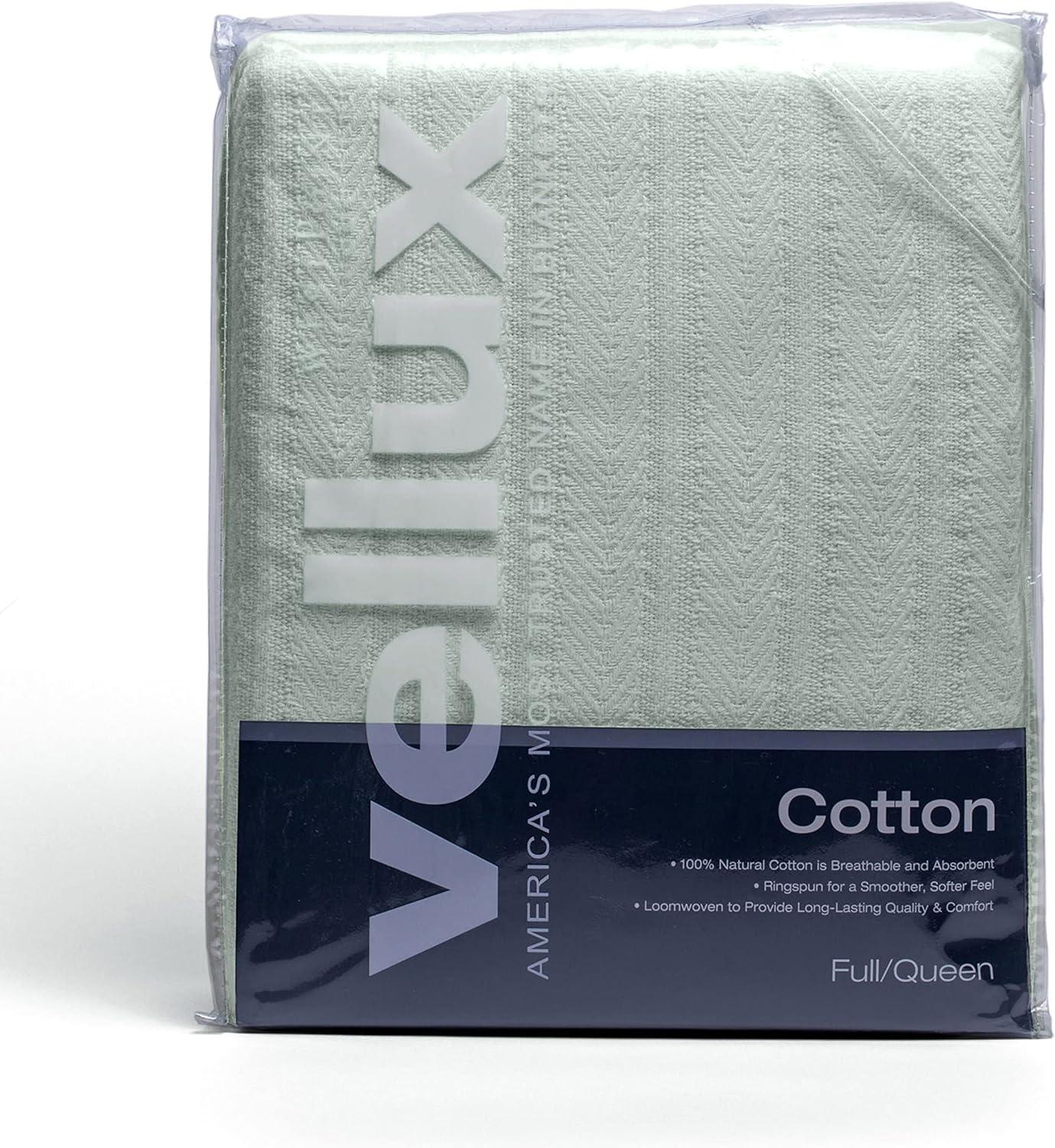 Vellux 100% Cotton Blanket - Soft, Breathable, Cozy & Lightweight Thermal Blanket  All-Season Blanket Perfect for Layering Bed, Couch & Sofa - Hotel Quality