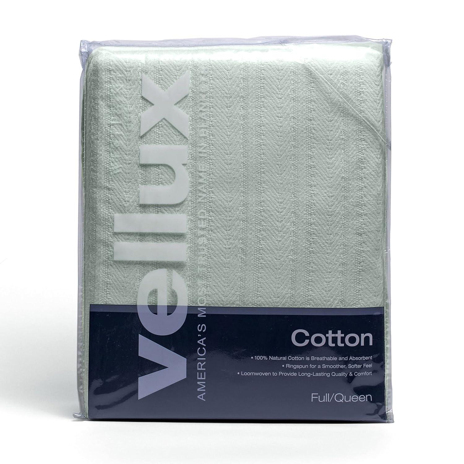 Vellux Vellux 100% Cotton Blanket - Soft, Breathable, Cozy & Lightweight Thermal Blanket  All-Season Blanket Perfect for Layering Bed, Couch & Sofa - Hotel Quality