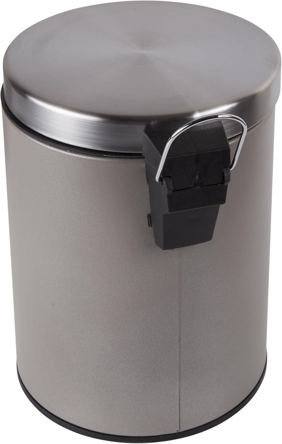 Creative Home 5 Liter Stainless Steel Round Step Trash Can, Silver