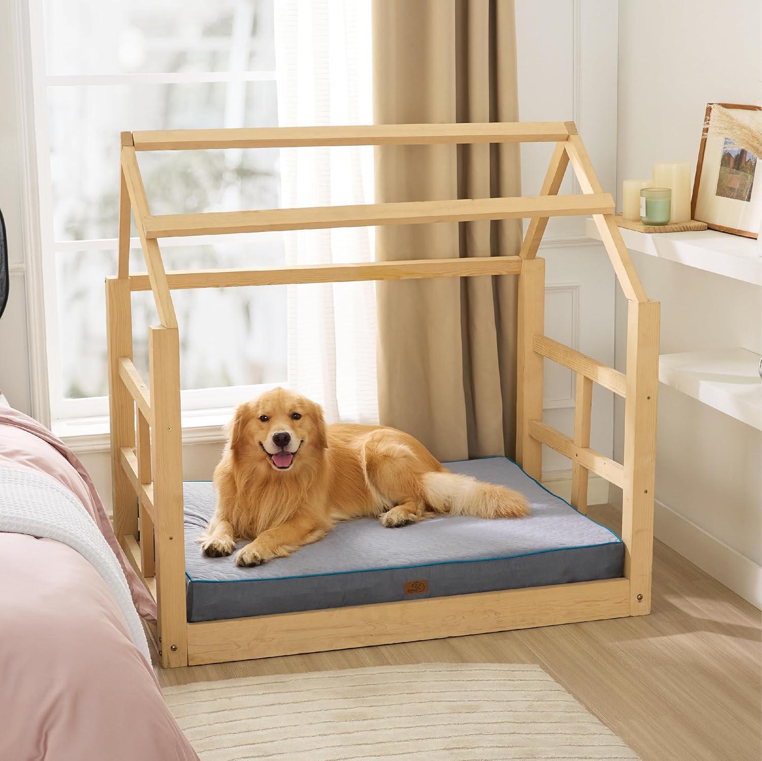 Bedsure Orthopedic Dog Bed for Extra Large Dogs and Crate - Thick Memory Foam Pet Mattress with Removable Washable Cover and Egg Crate Foam, Suitable for Pet Up to 100 lbs, XL 41x29x4 Inches, Grey