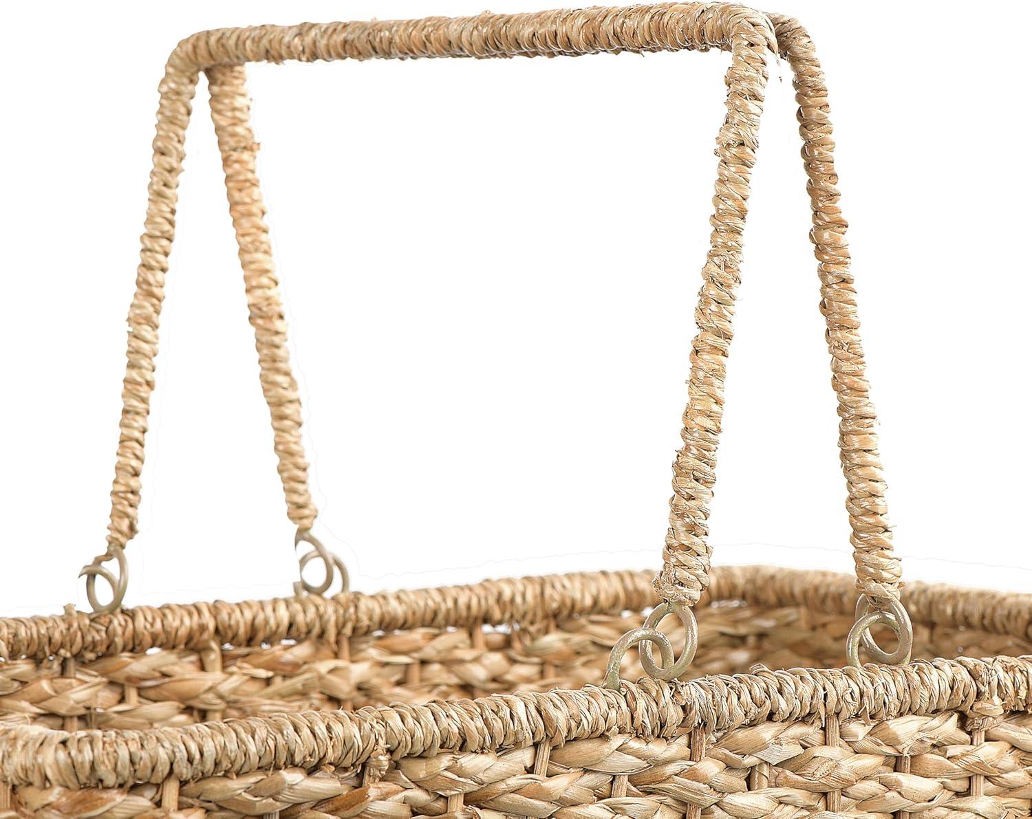 Creative Co-Op Woven & Natural Bangkuan Rope Stair Basket with Handles