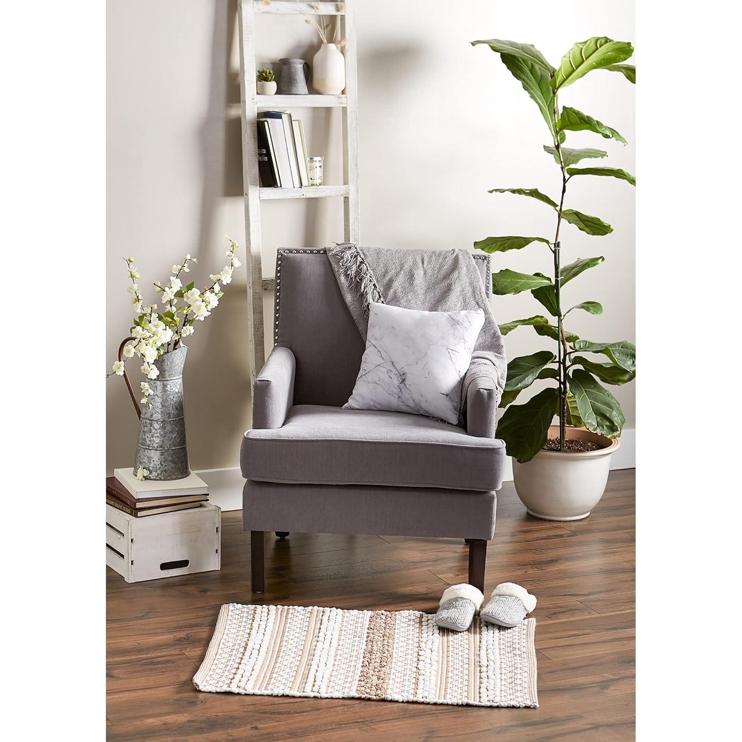 Design Imports Handloomed Slub Stripe - Stone & White - 2 X 3 Ft