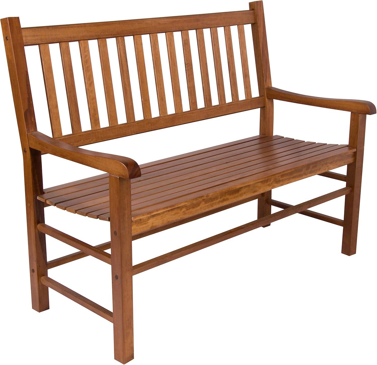 Shine Company Traditional Hardwood Patio Porch Garden Bench in Brown