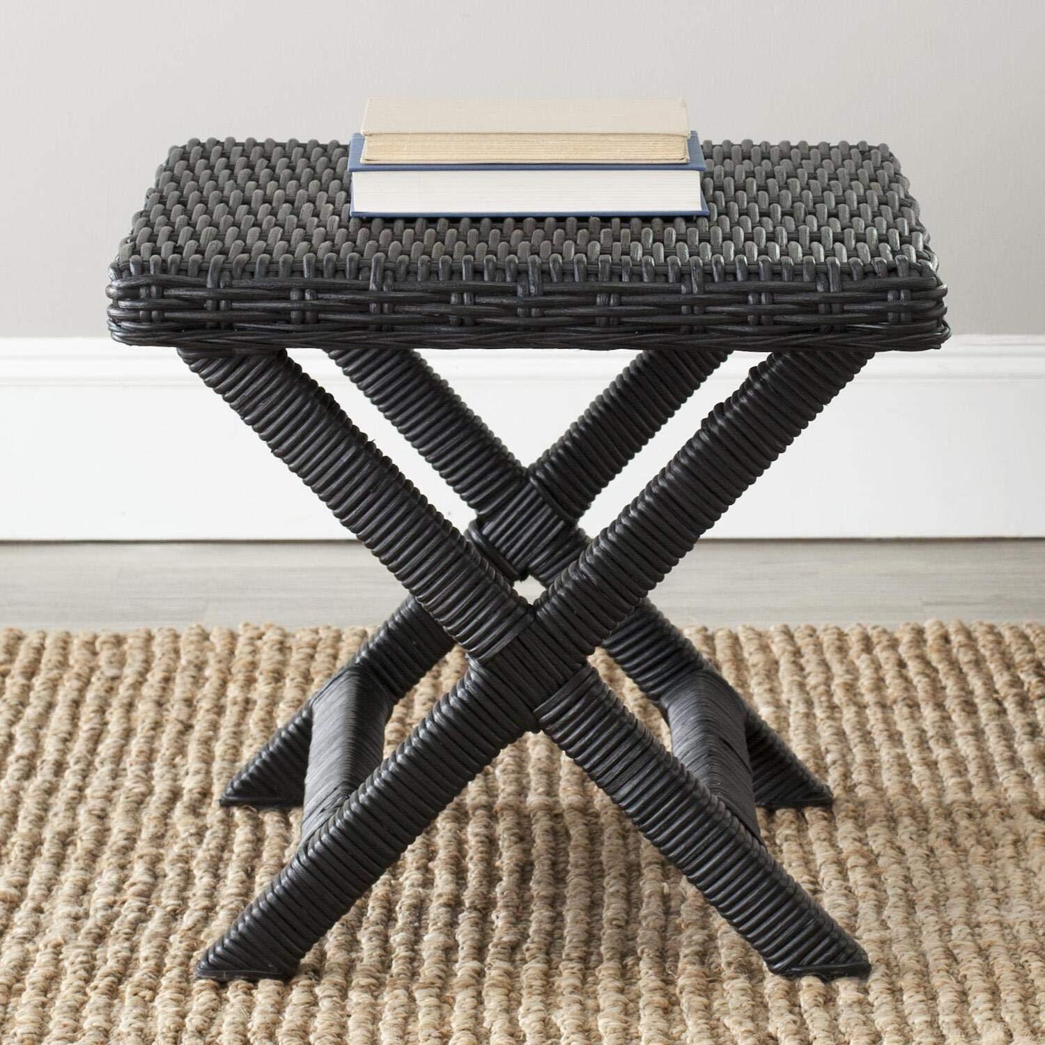 Manor Ottoman - FOX6529 - Black - Safavieh Couture