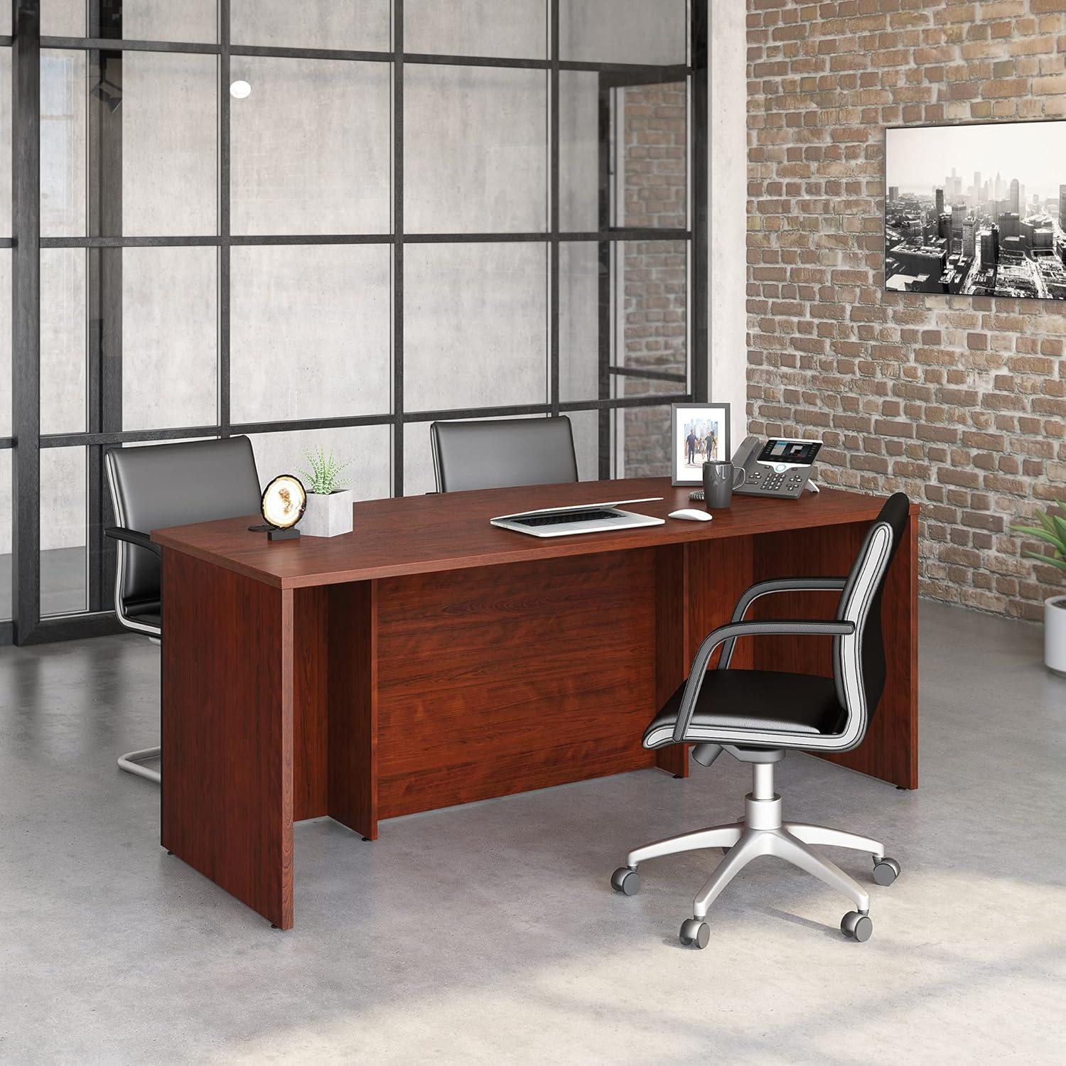 Classic Cherry Wood Executive Desk with Drawer and Filing Cabinet