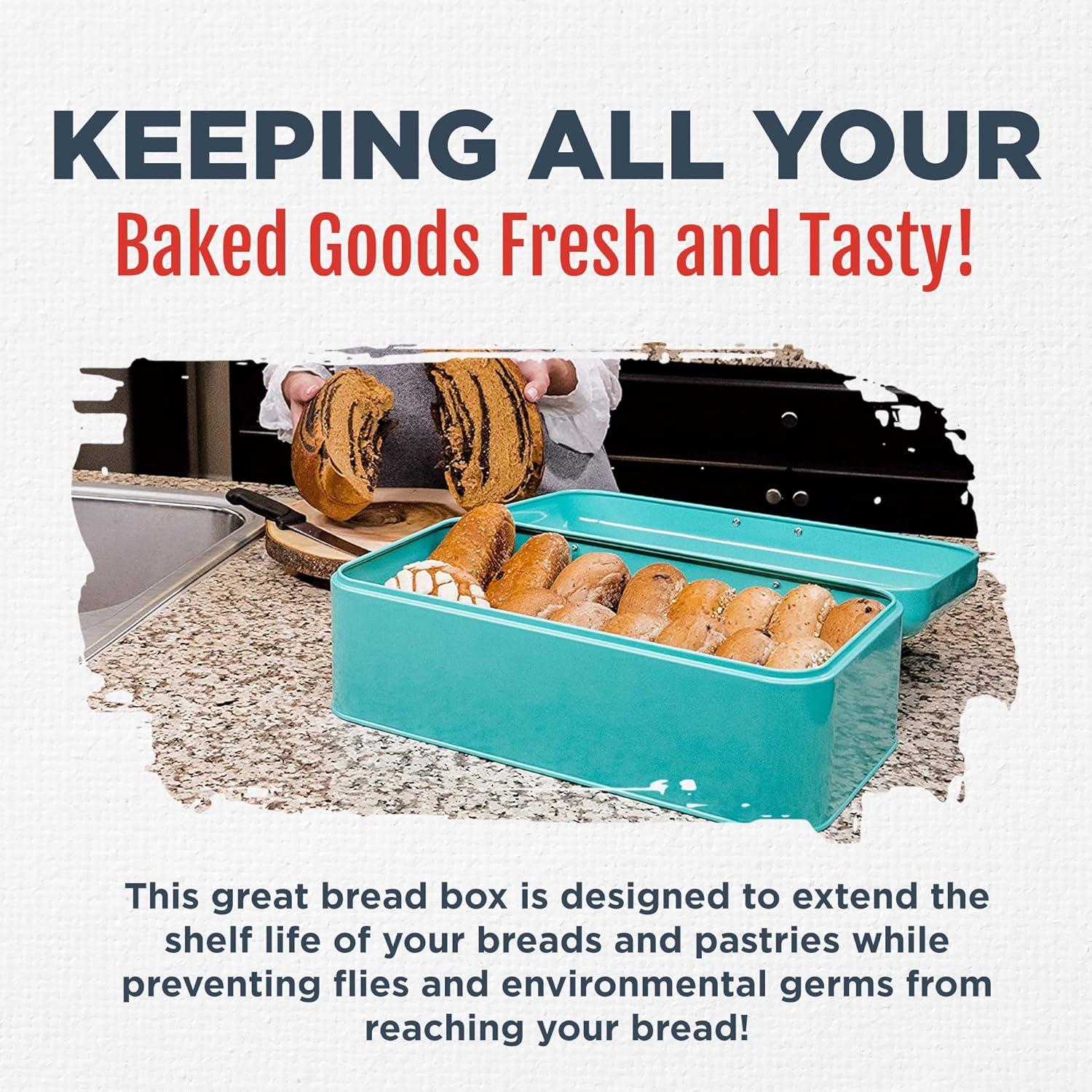 Culinary Couture Bamboo Bread Box for Kitchen Countertop - Large Capacity Storage BreadBox for Homemade Bread with Acrylic Window and Extra Top Storage