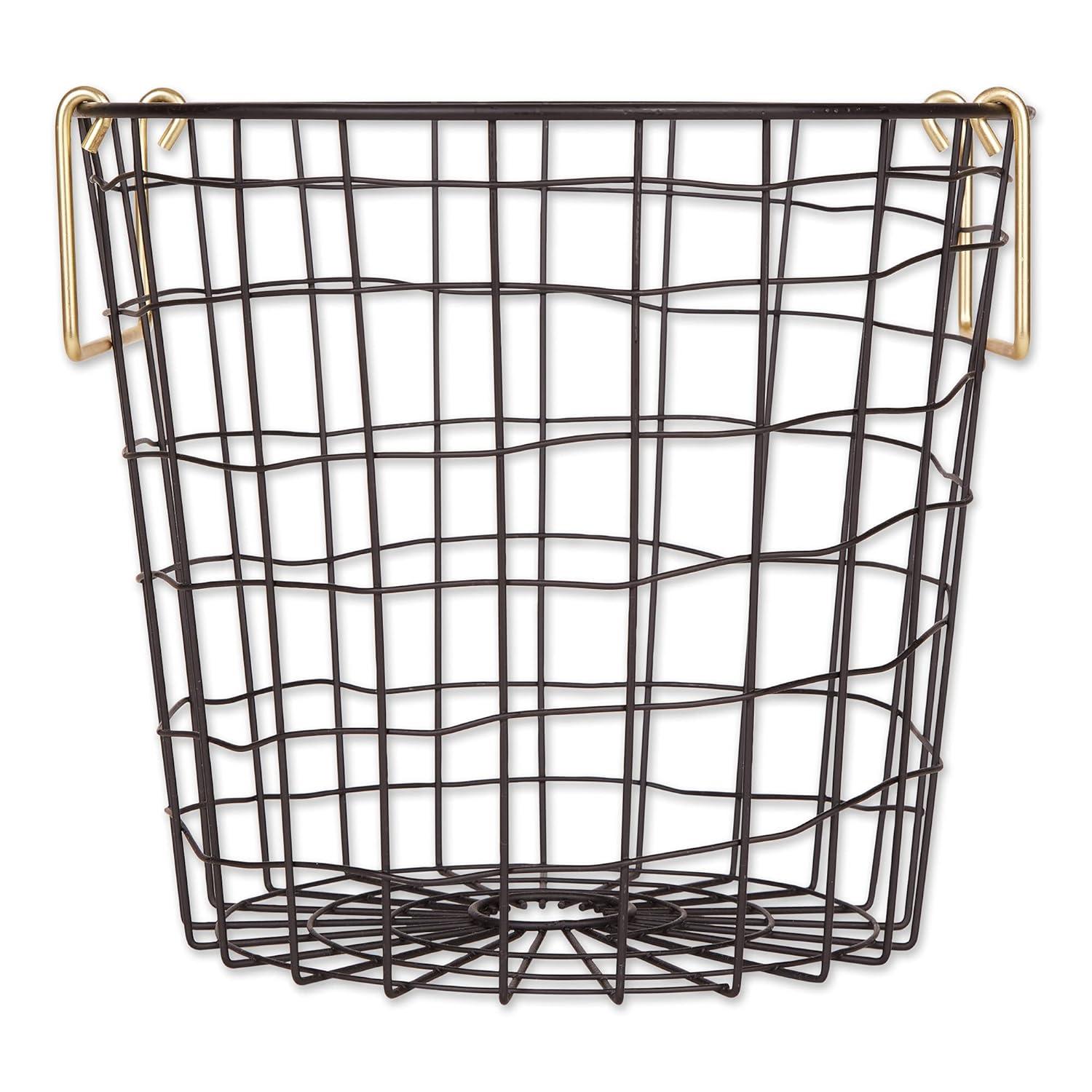 Cesta de Metal Mangos Negro/dorado Rectangular Pequeño 13X6X7