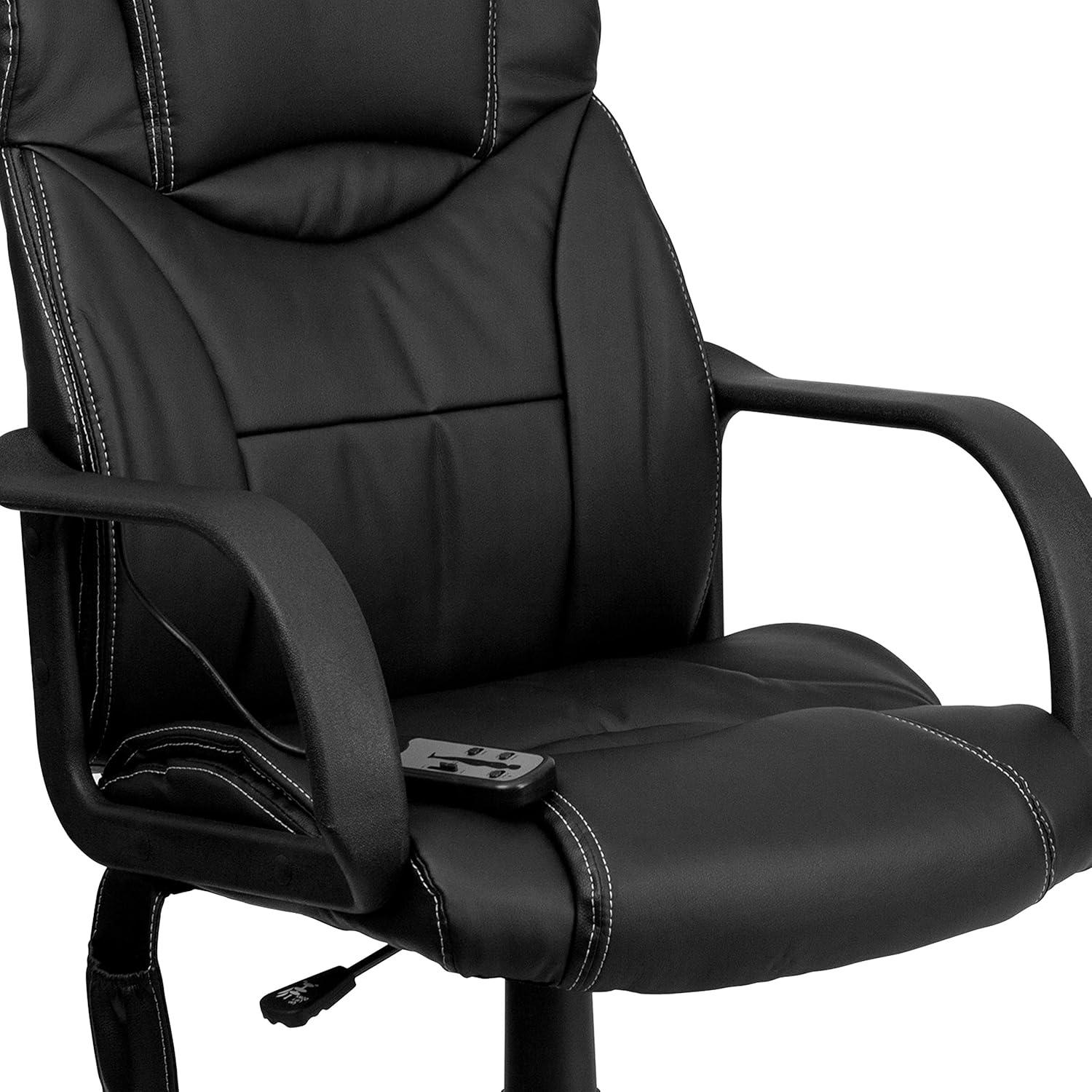 Ergonomic High-Back Black LeatherSoft Executive Swivel Chair with Massage Feature