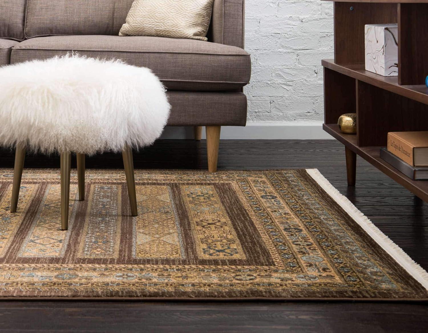 Unique Loom Fars Collection Area Rug - Pasadena (7' 1" x 10' Rectangle Brown/Light Blue)