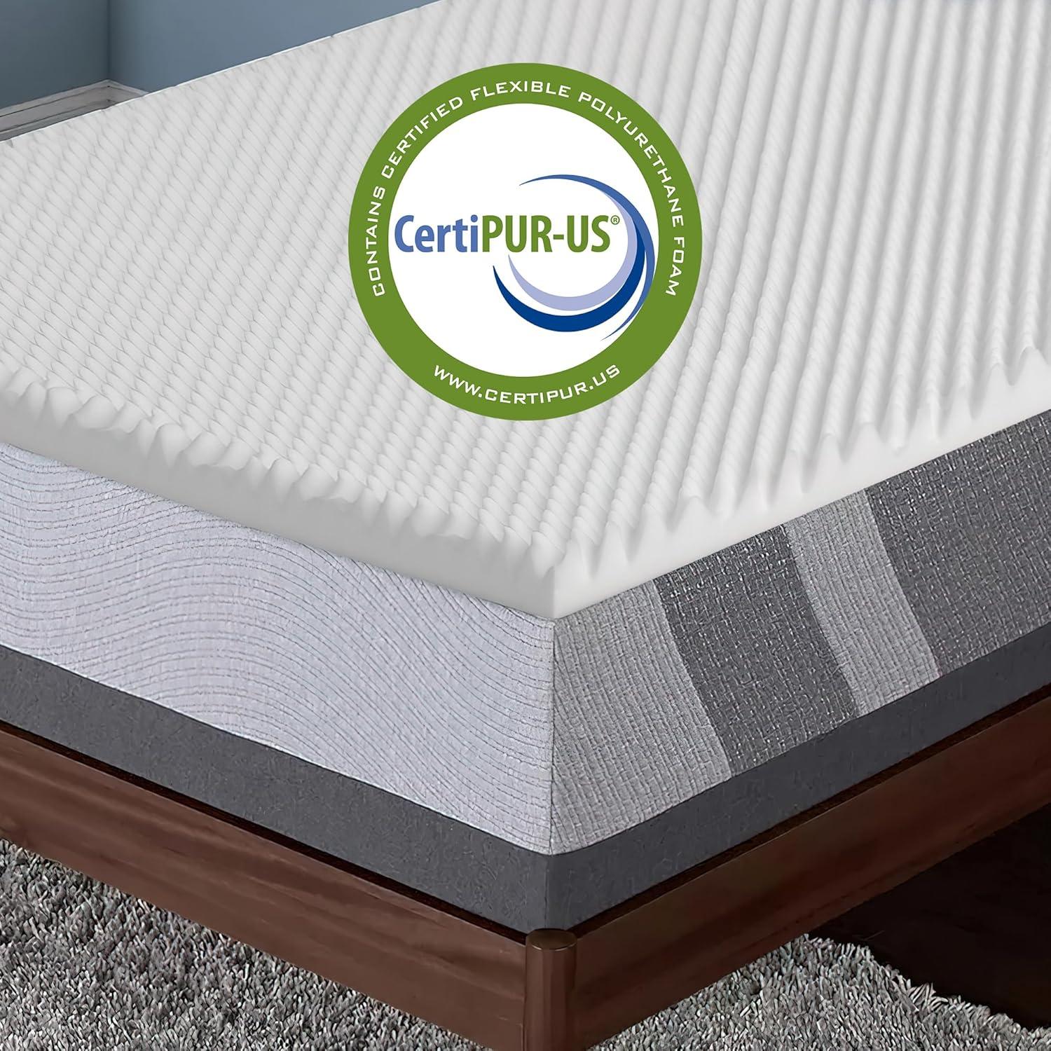 Spring Solution 2-inch Convoluted Egg Shell Bed Topper with Breathable Foam | Soft, Comfortable and Relaxing Bed Top Padding, Mattress Toppers Provide Support for Back and Lower Back, Twin, White