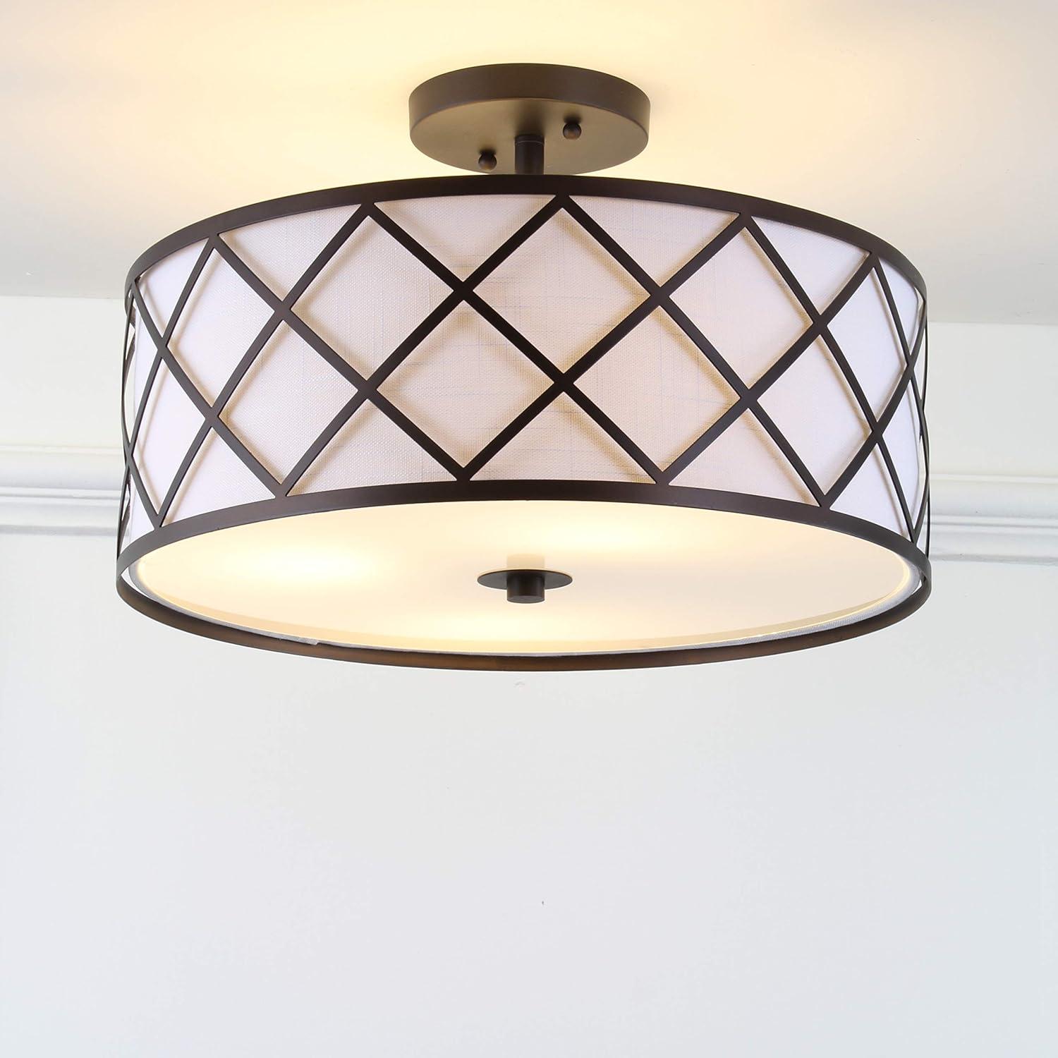 JONATHAN Y Link Metal LED Flush Mount, by JONATHAN  Y Oil Rubbed Bronze 3 16.75" Oil Rubbed Bronze