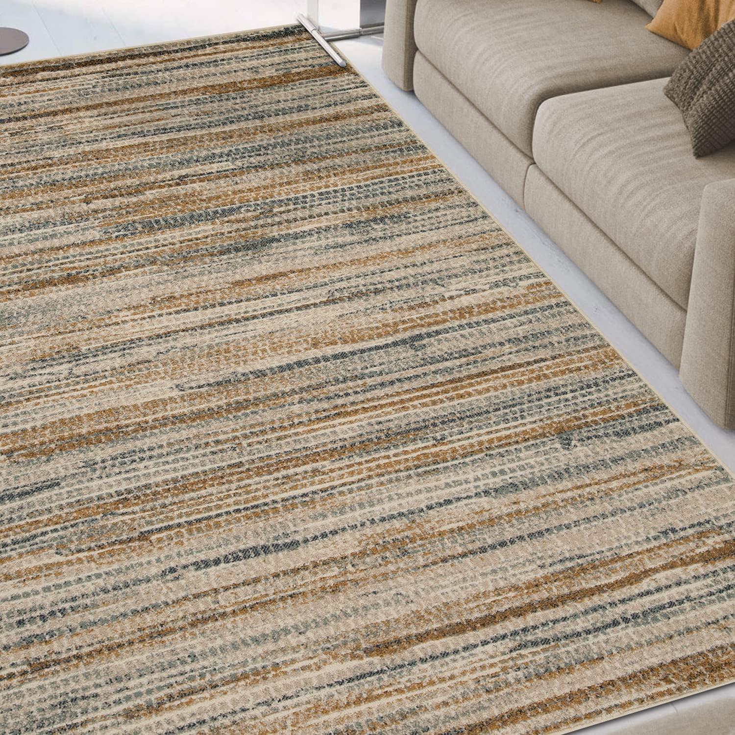Modern Abstract Area Rug in Gold