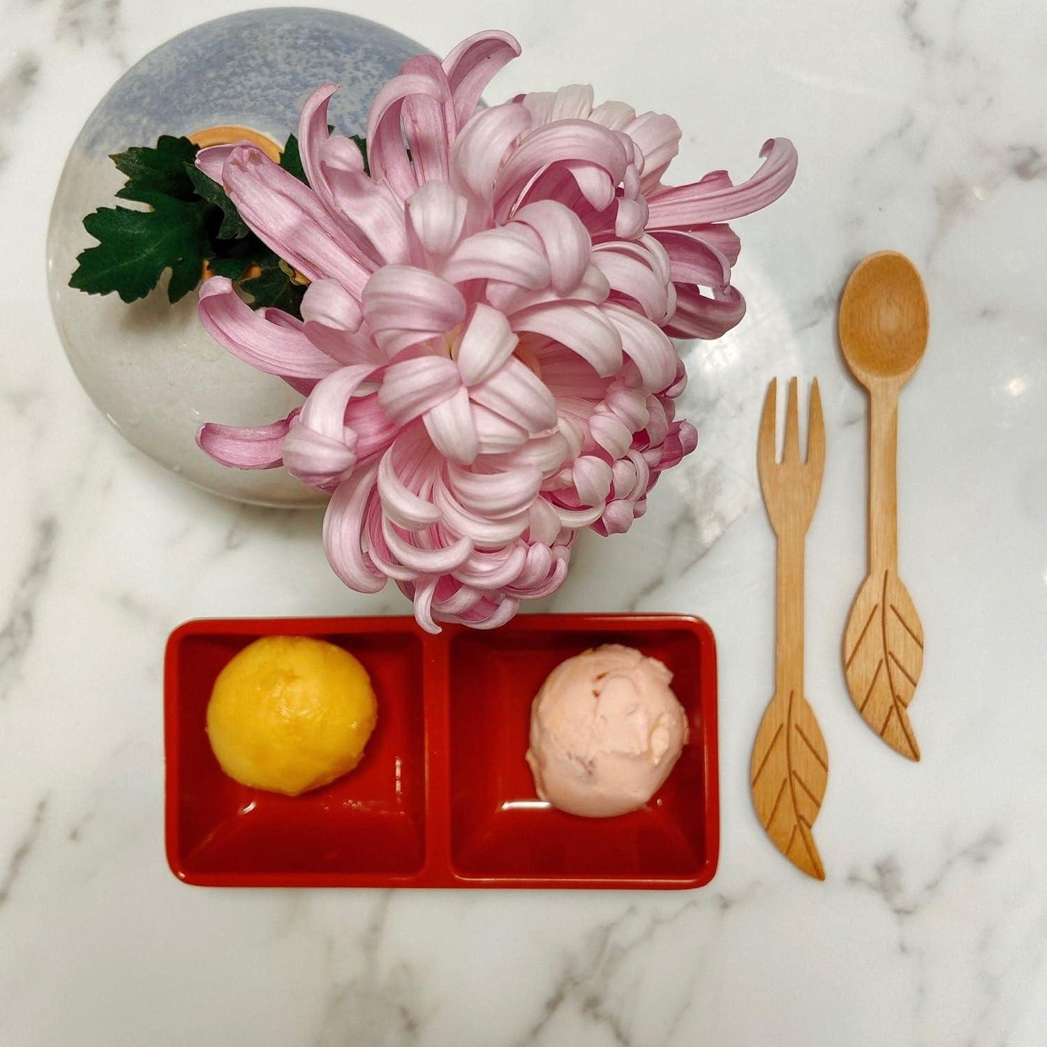 JapanBargain 2395, Japanese Style Soy Sauce Melamine Dishes Dipping Bowls, Red and Black Color, Two Compartments, 12 Pack