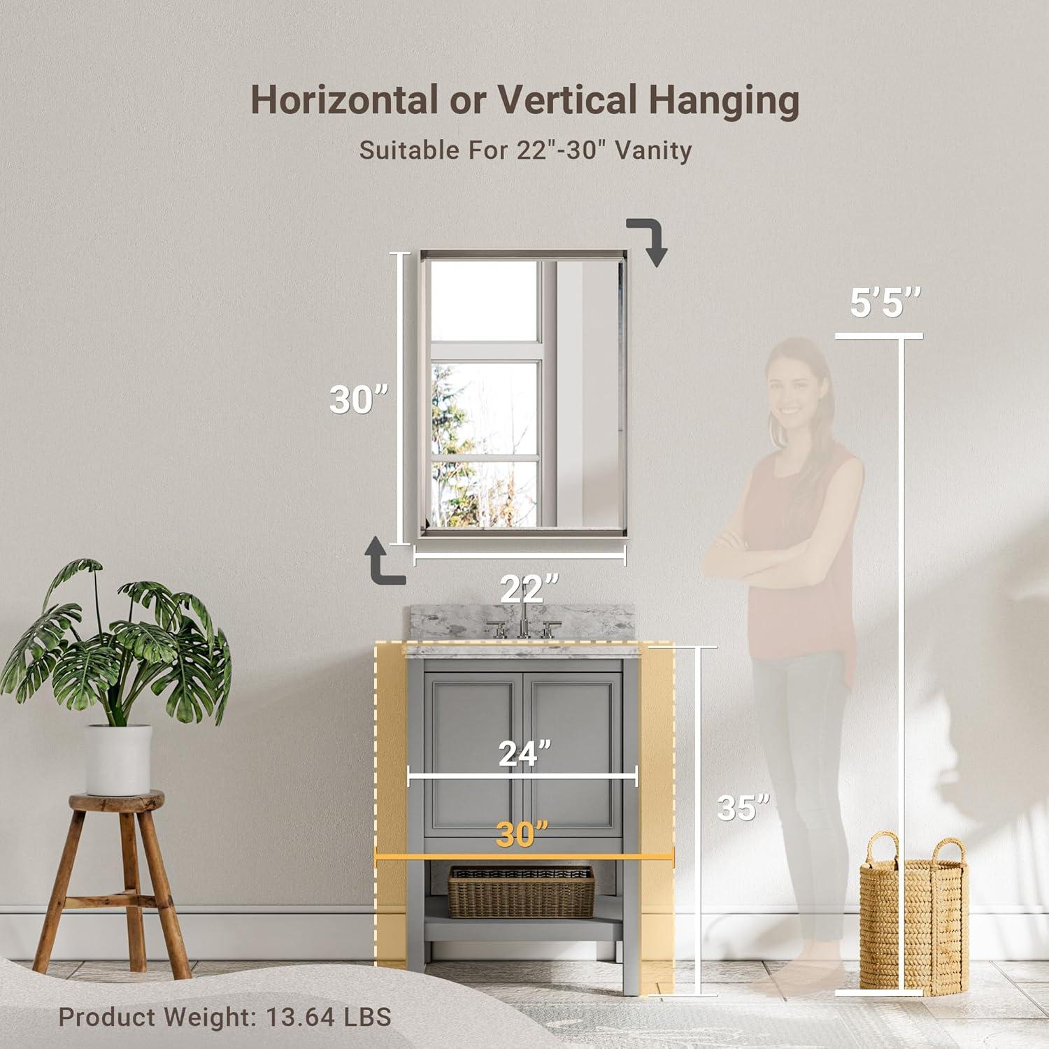 Lohoski Decorative Wall Mirror Beveled Design, Bathroom Vanity Mirror Accent Mirror Finish