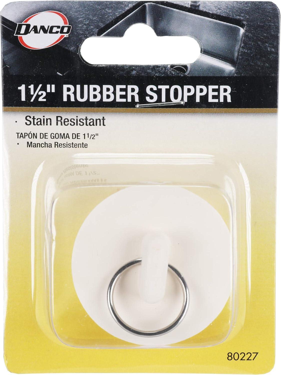 White Rubber Sink Stopper with Split-Type Ring, 1-1/2 inch