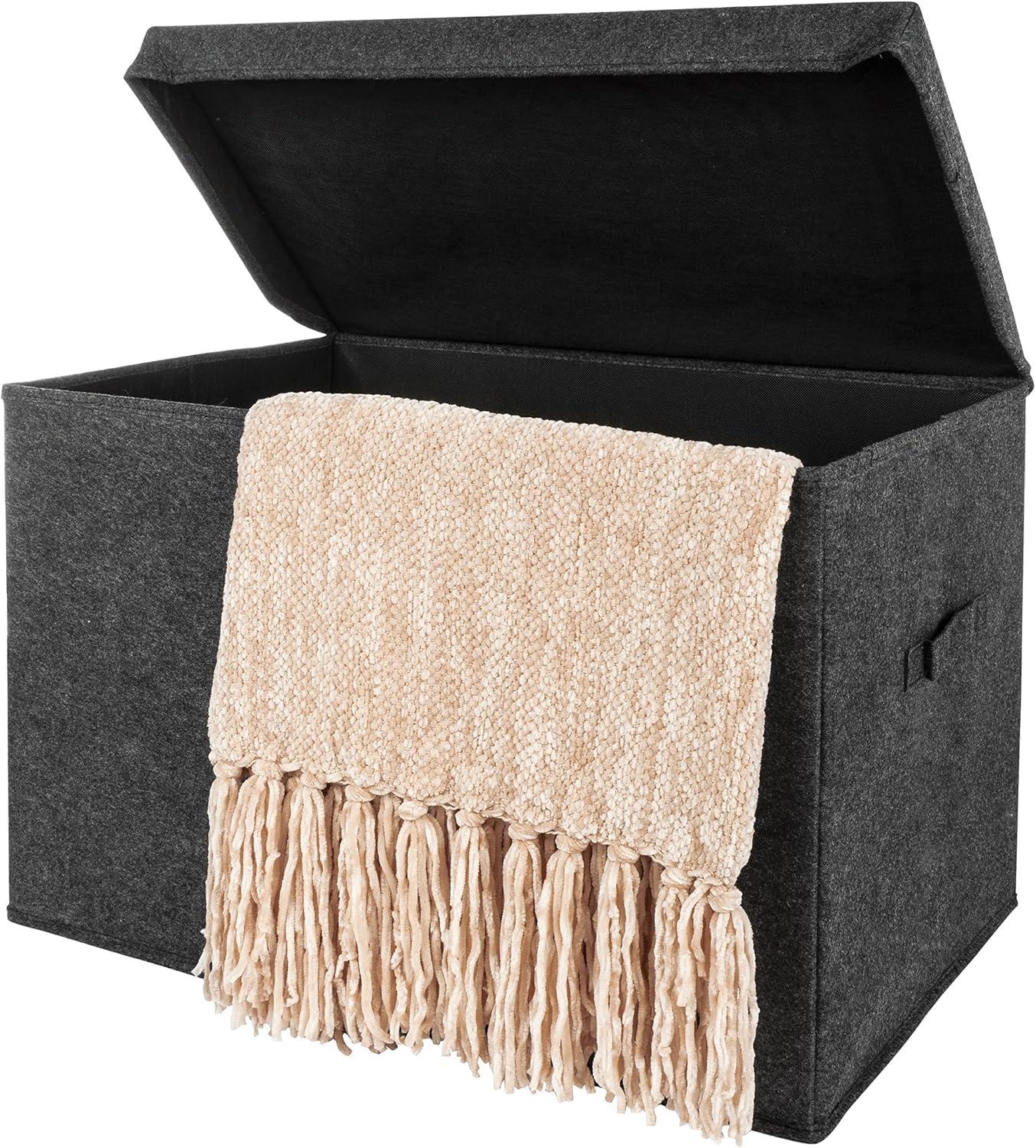 Sammy & Lou Kids' Felt Toy Chest, Toy Storage Box, Charcoal Gray