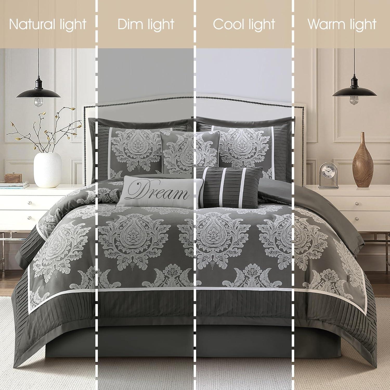 Nanshing America, Inc Therese 7 Piece Traditional Damask Comforter Set
