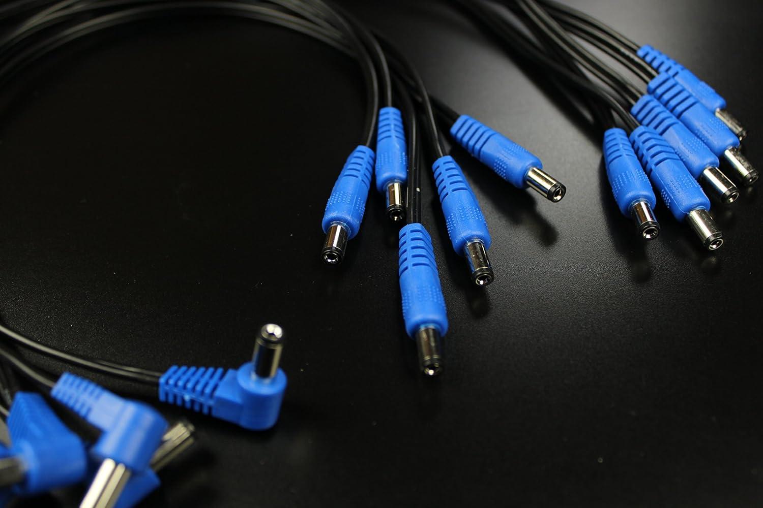 10 Pack Effects Pedal DC Power Patch Cables Cords Pedalboard 5.5mm / 2.1mm 18AWG