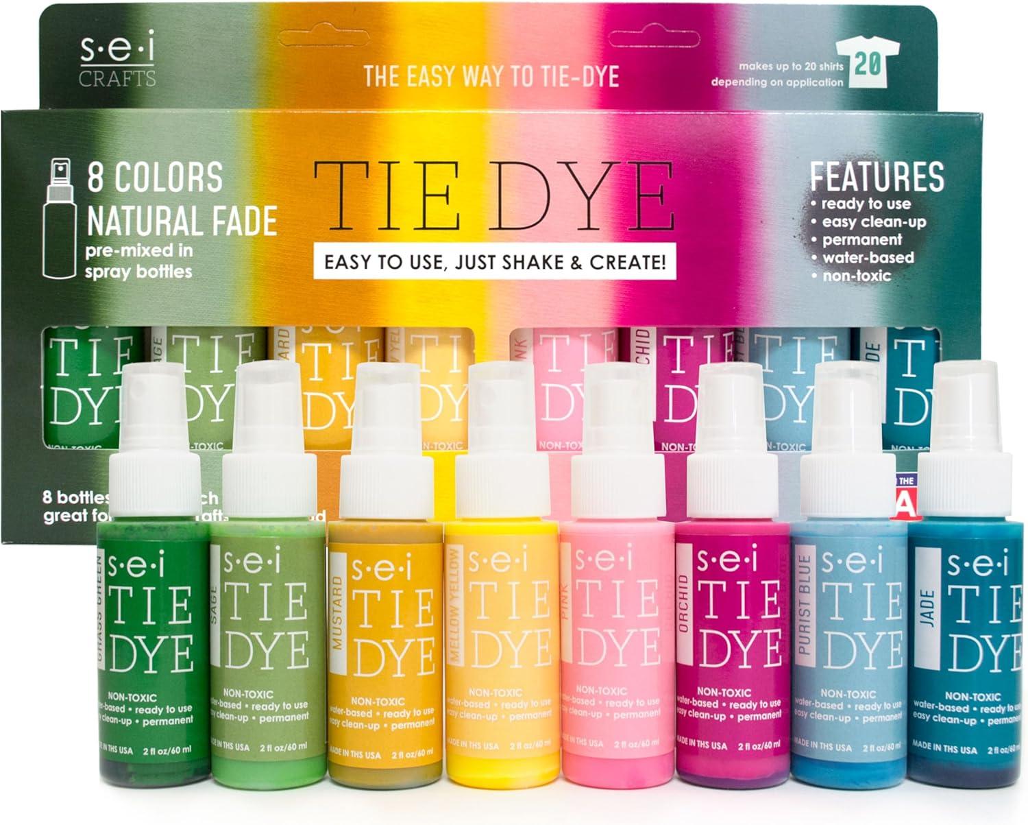 SEI Natural Fade Tie Dye Kit, Craft and Fabric Spray, 8 Colors
