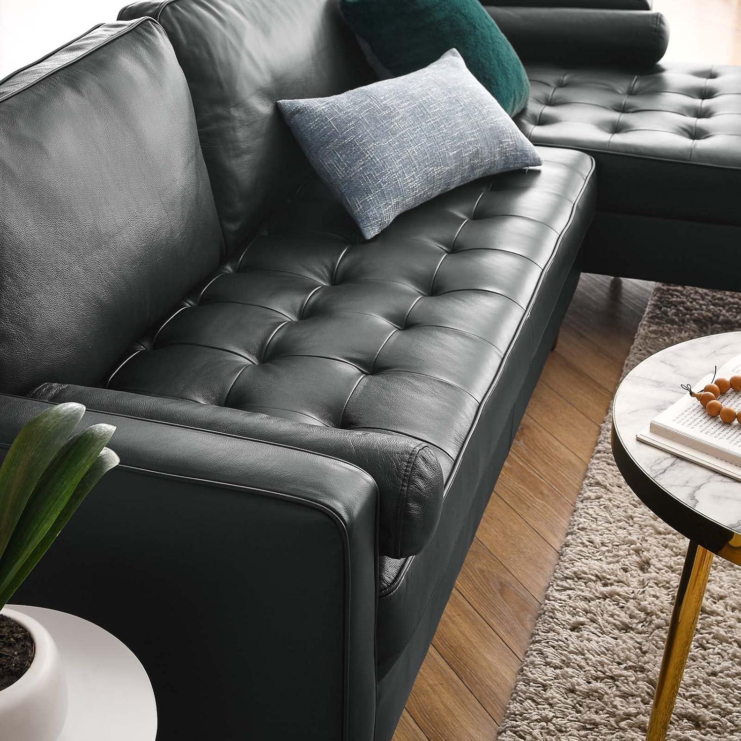 Valour 98" Leather Sectional Sofa Black