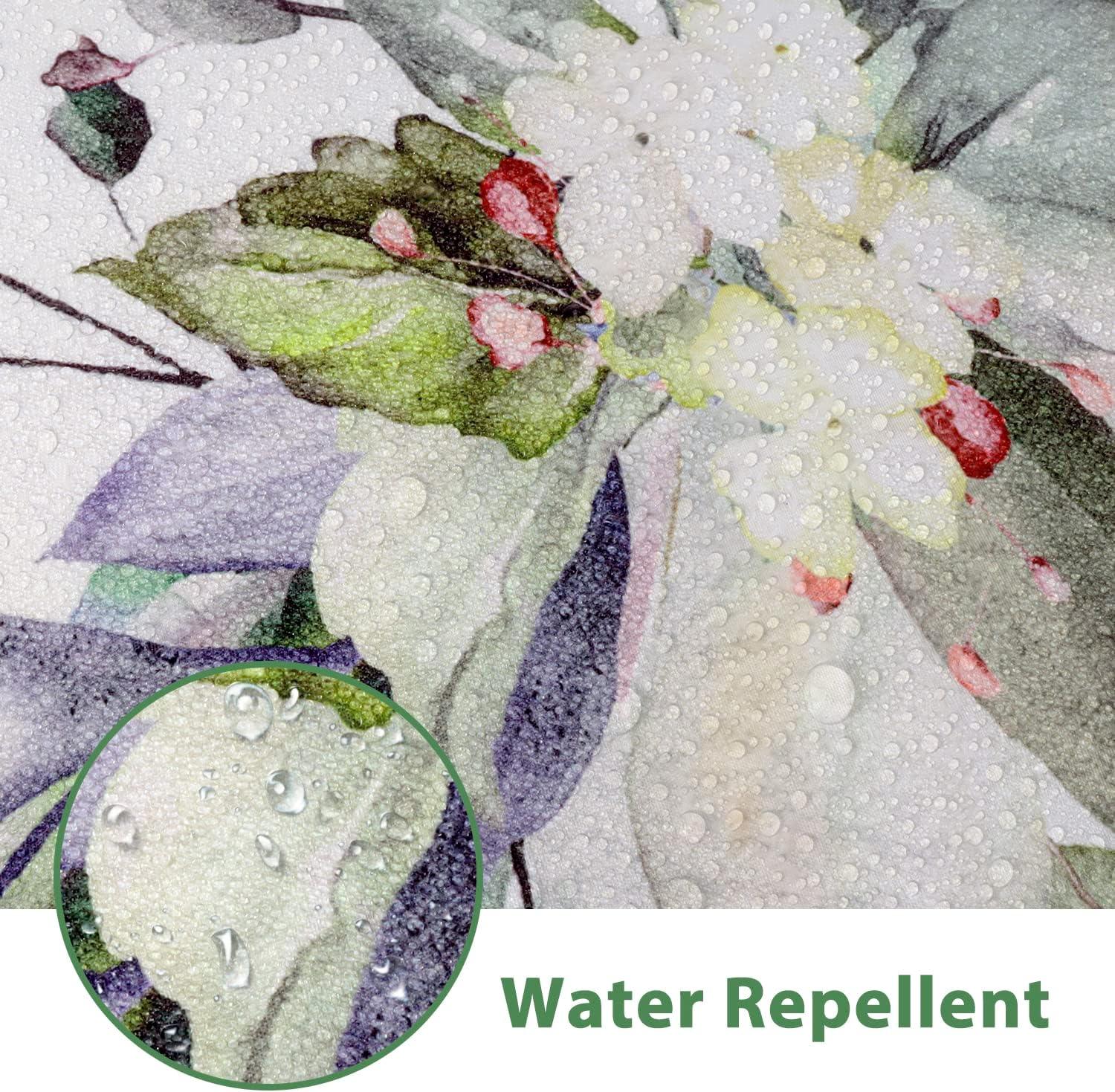 Eucalyptus Watercolor Leaves Semi-Sheer Waterproof Shower Curtain