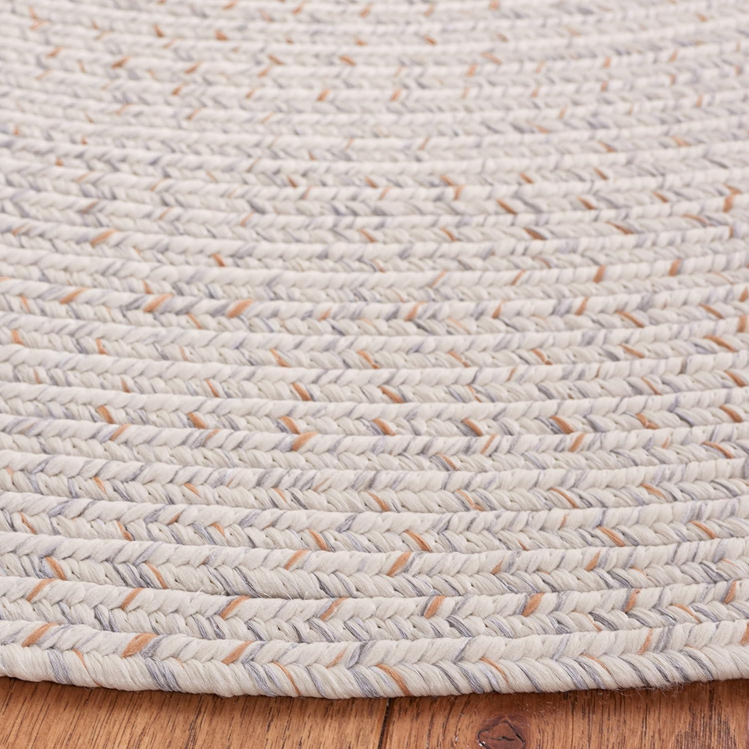 Braided BRA201 Hand Woven Indoor Machine Washable Area Rug - Ivory/Light Grey - 5'x8' Oval - Safavieh