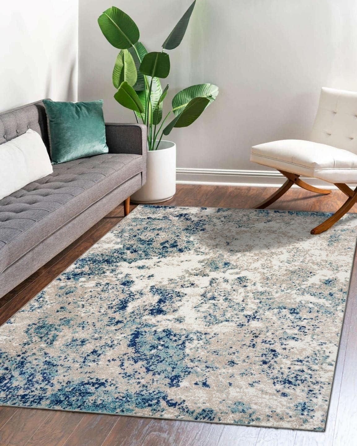Luxe Weavers Beverly Collection Blue 8x10 Modern Abstract Area Rug