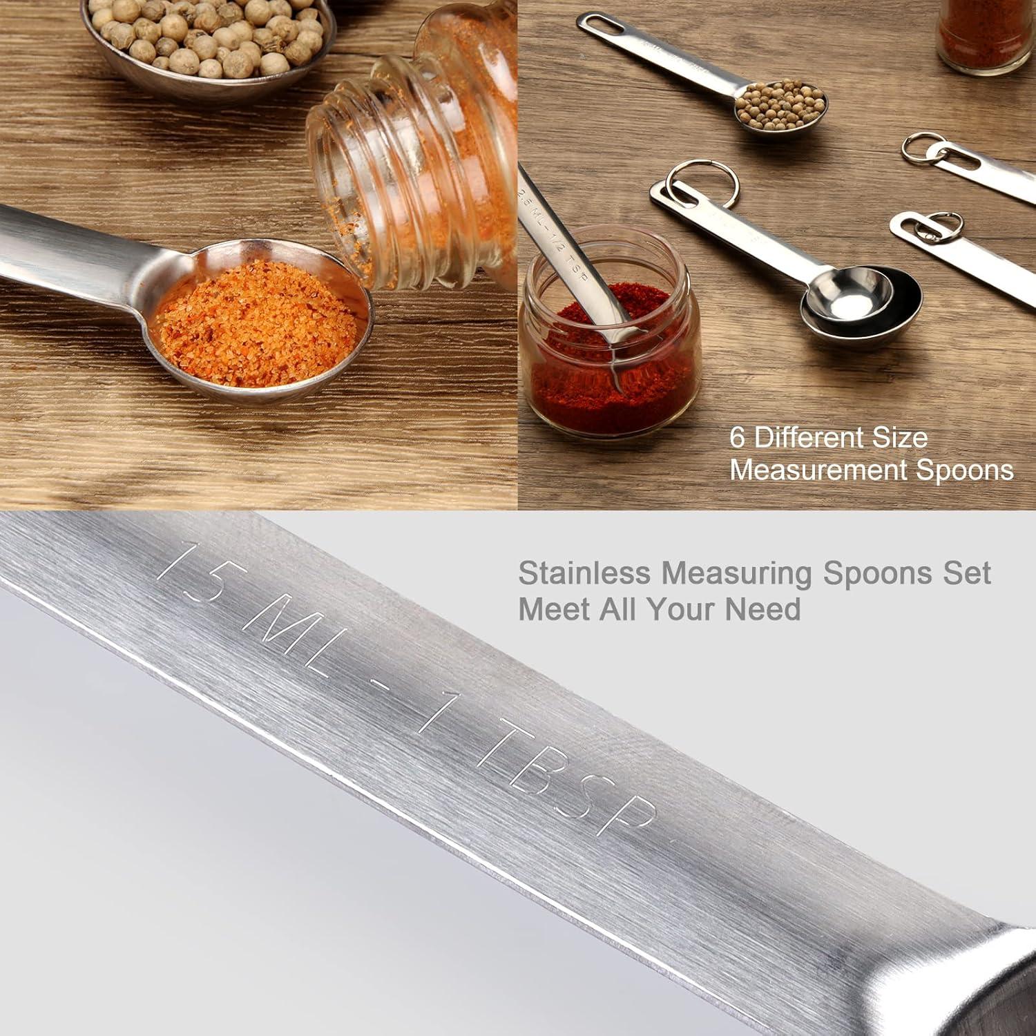 Stainless Steel Measuring Spoons Set with Bonus Leveler