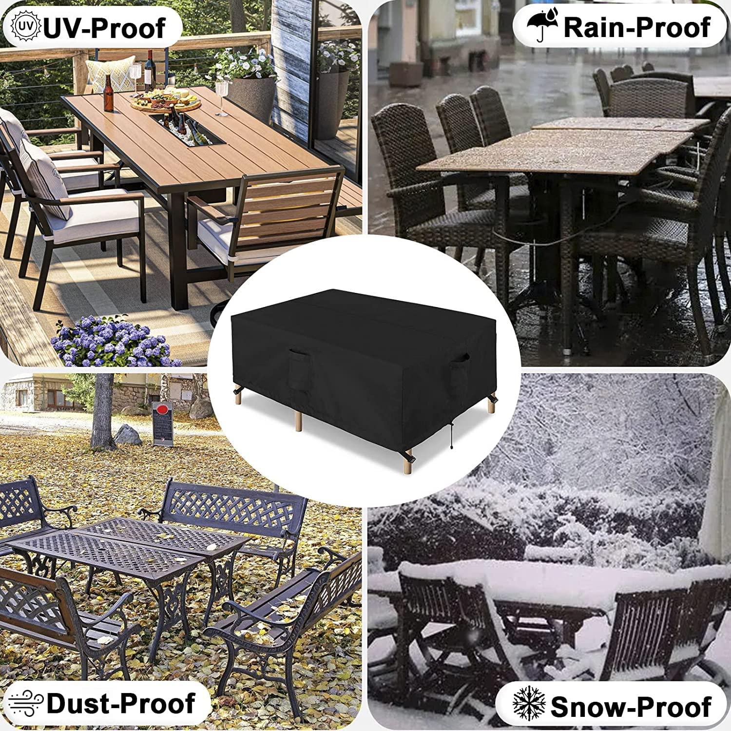 OutdoorLines Outdoor Waterproof Patio Table Furniture Set Covers - Rectangle Couch Sectional Cover Outside Weatherproof Patio Furniture Covering for Deck, Lawn and Backyard 126"L x 63"W x 28"H, Black