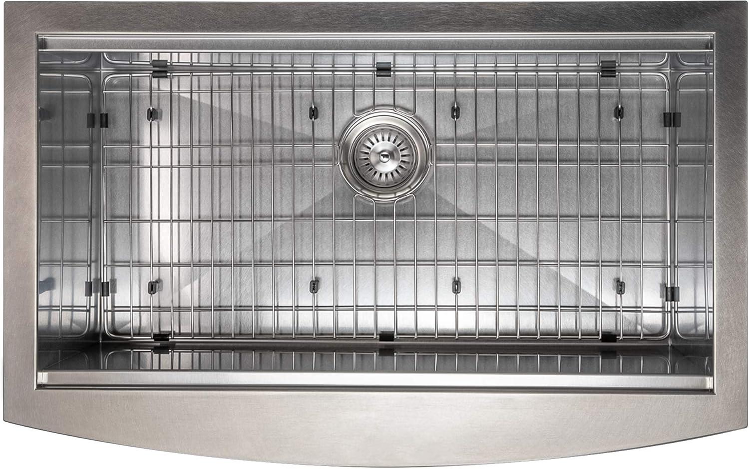 DuraSnow ZLINE 33" Moritz Farmhouse Apron Mount Single Bowl Fingerprint Resistant Stainless Steel Kitchen Sink with Bottom Grid and Accessories