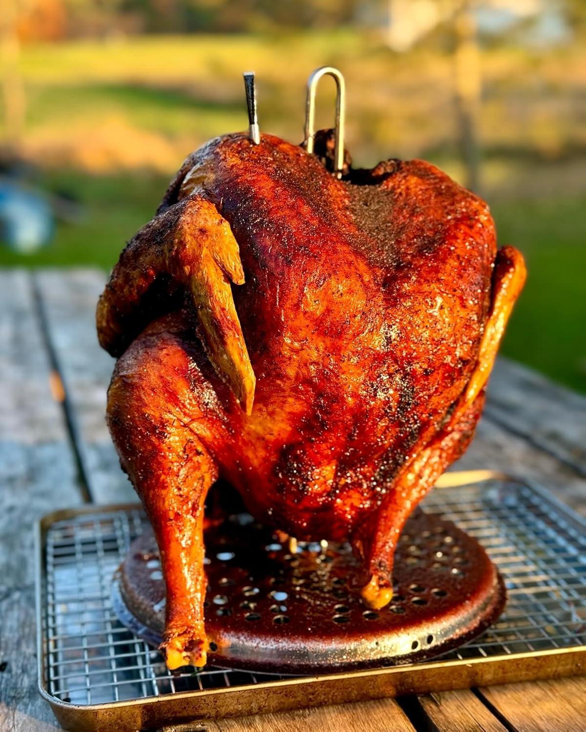 DELSbbq Turkey Fryer Stand Kit Wire Handle Lifter Hook, Perforated Turkey Fryer Hook and Stand Set Turkey Chicken Fryer Accessory Kit with for Poultry Deep Frying Pot