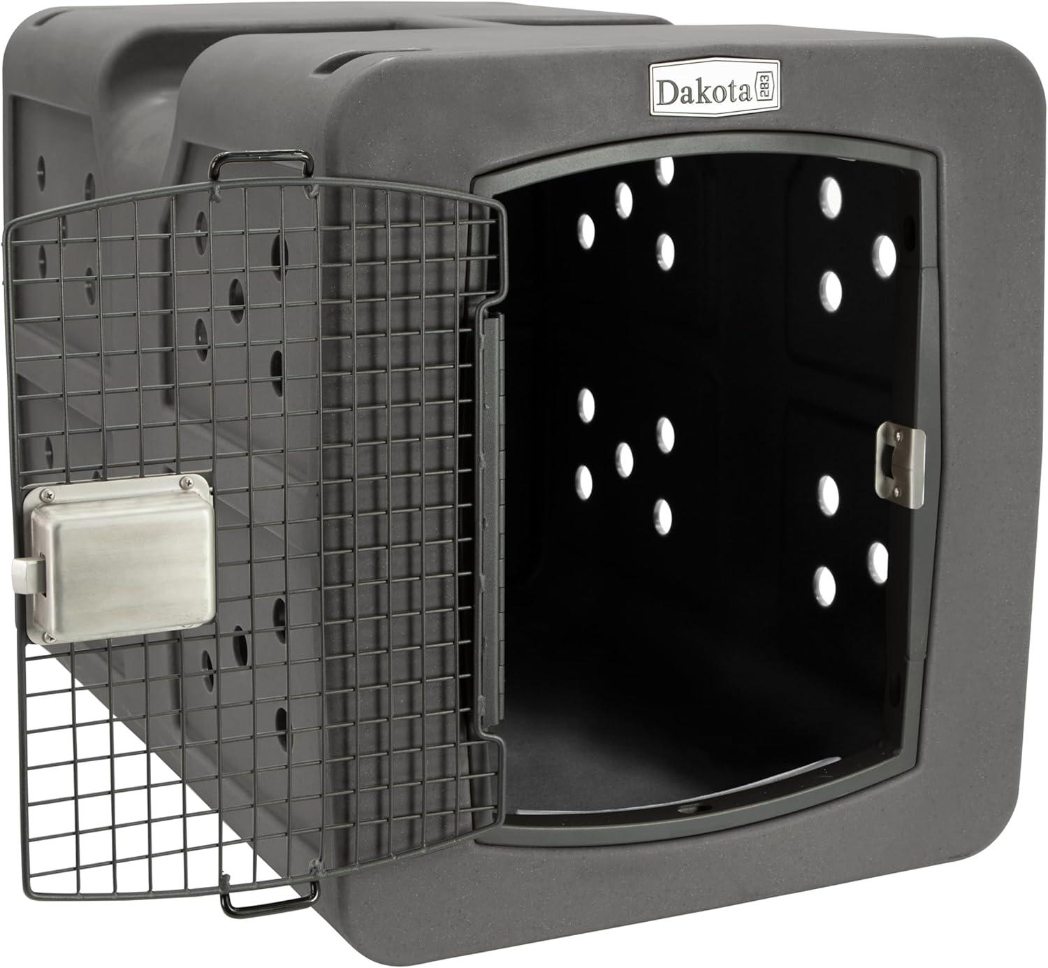 Dakota Large Ventilated Framed Pet Kennel w/Ultra-Secure Lock, Easy-Grip Handle & Keyed Paddle Latching Door for Large-Breed Dogs