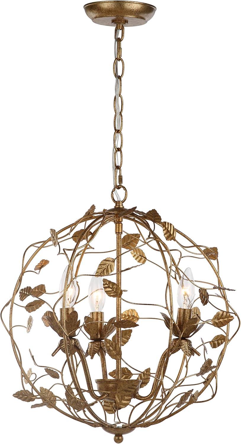 Austen 17" Gold Leaf Metal Cage Chandelier