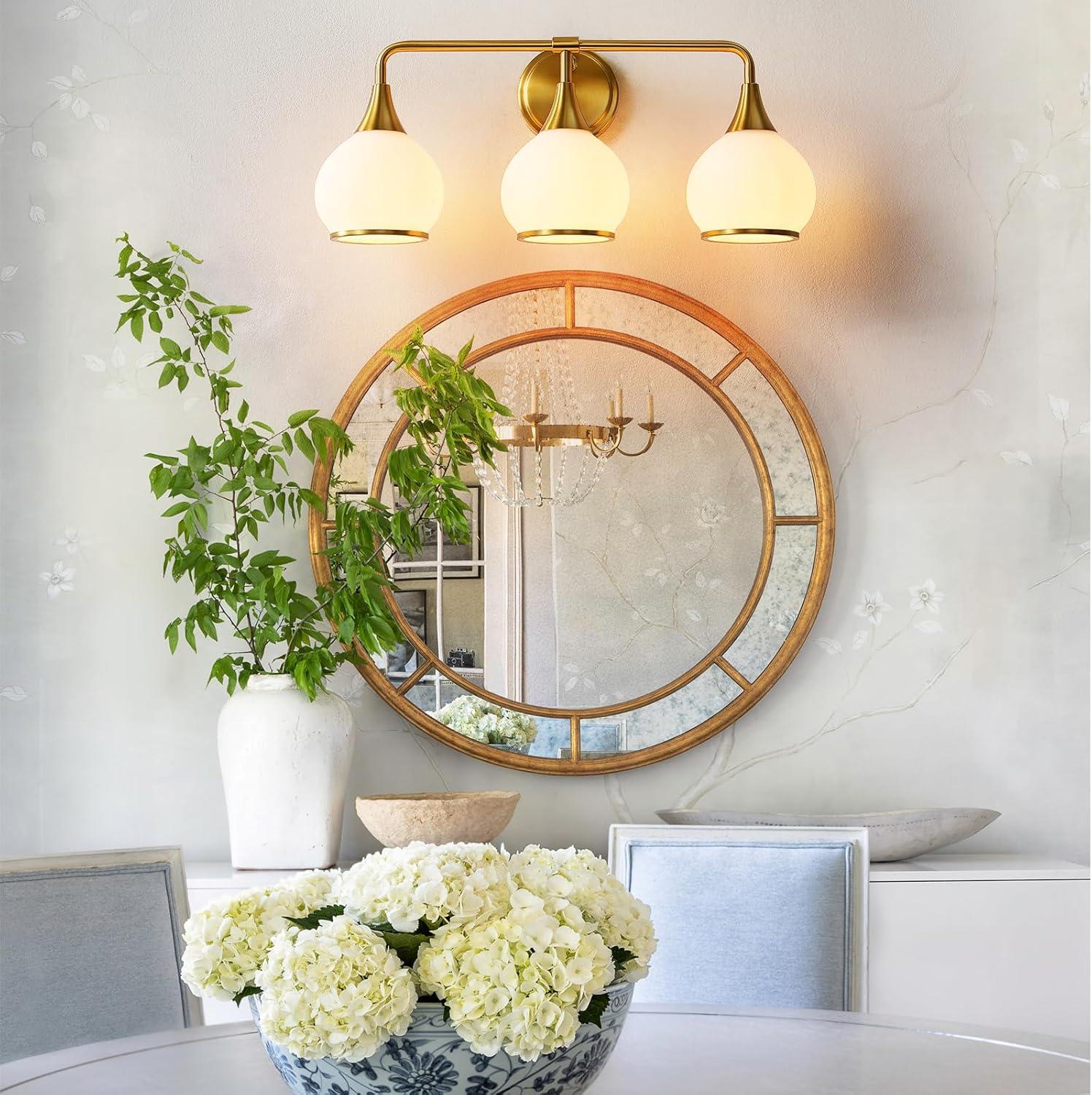 Black and Gold Bathroom Light Fixtures 2-Lights Vanity Lights with Clear Glass Shade Bathroom Vanity Light 14 Inch Wall Sconces(Exclude E26 Bulb)…