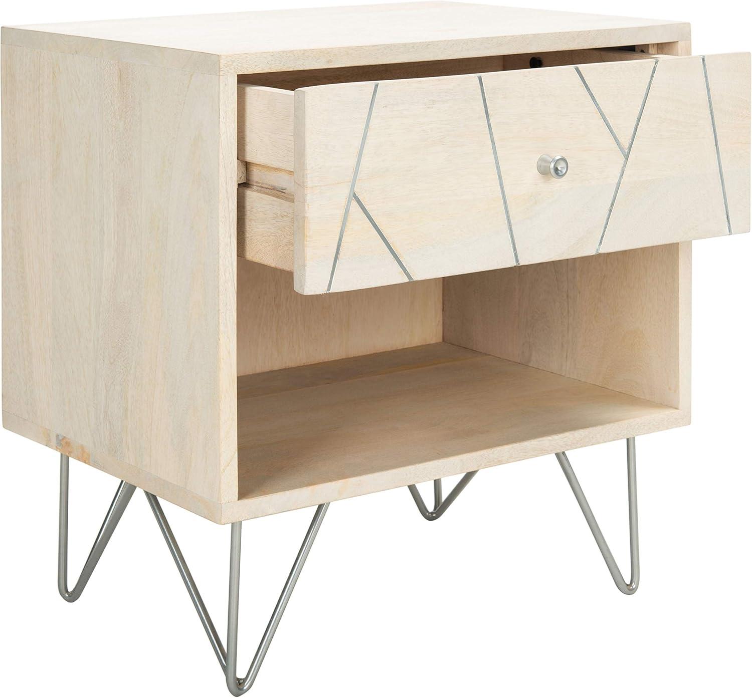 SAFAVIEH Marigold Mid-Century 1 Drawer Nightstand, Natural