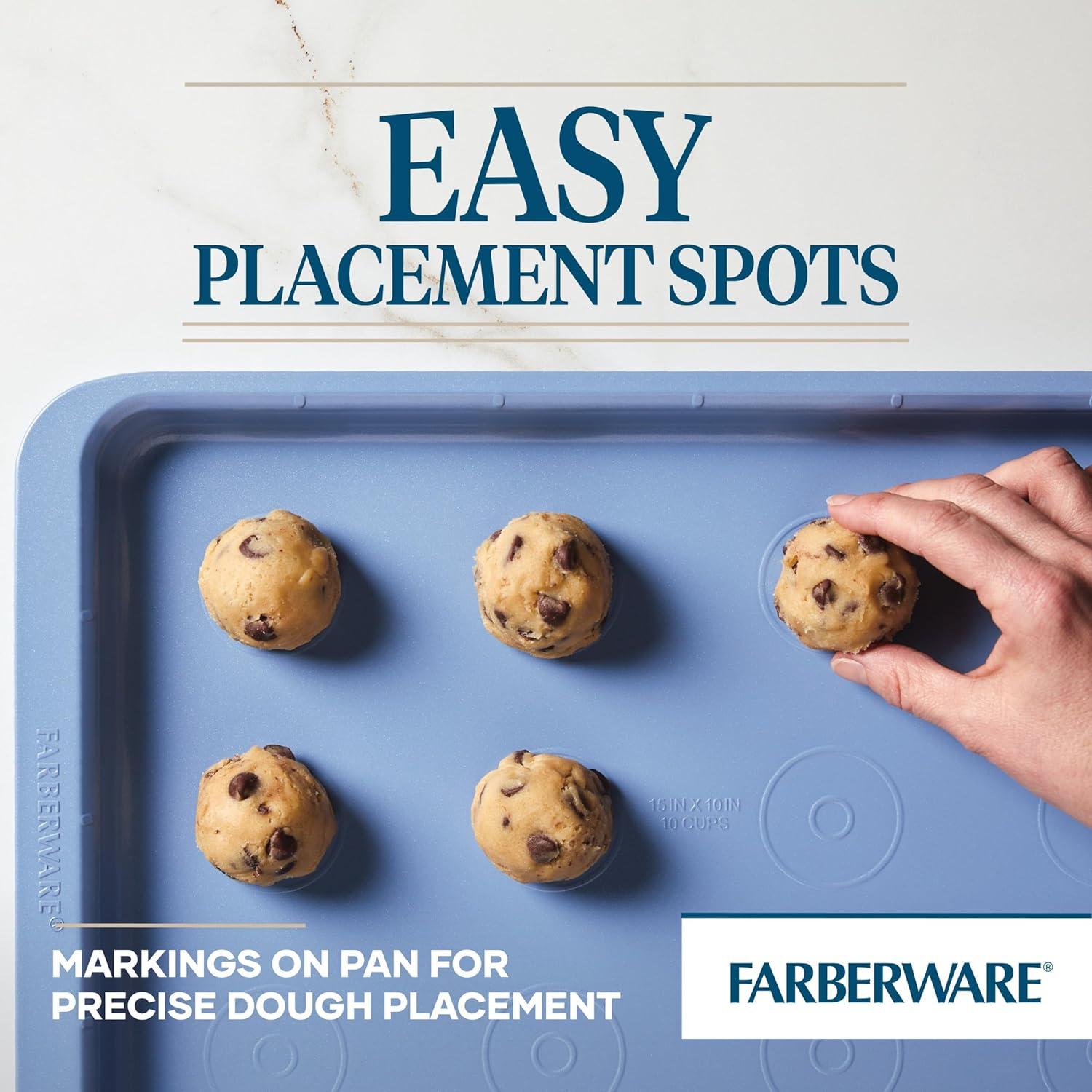 Farberware Easy Solutions Nonstick Bakeware Cookie Pan Baking Sheet, 10 Inch X 15 Inch, Blue