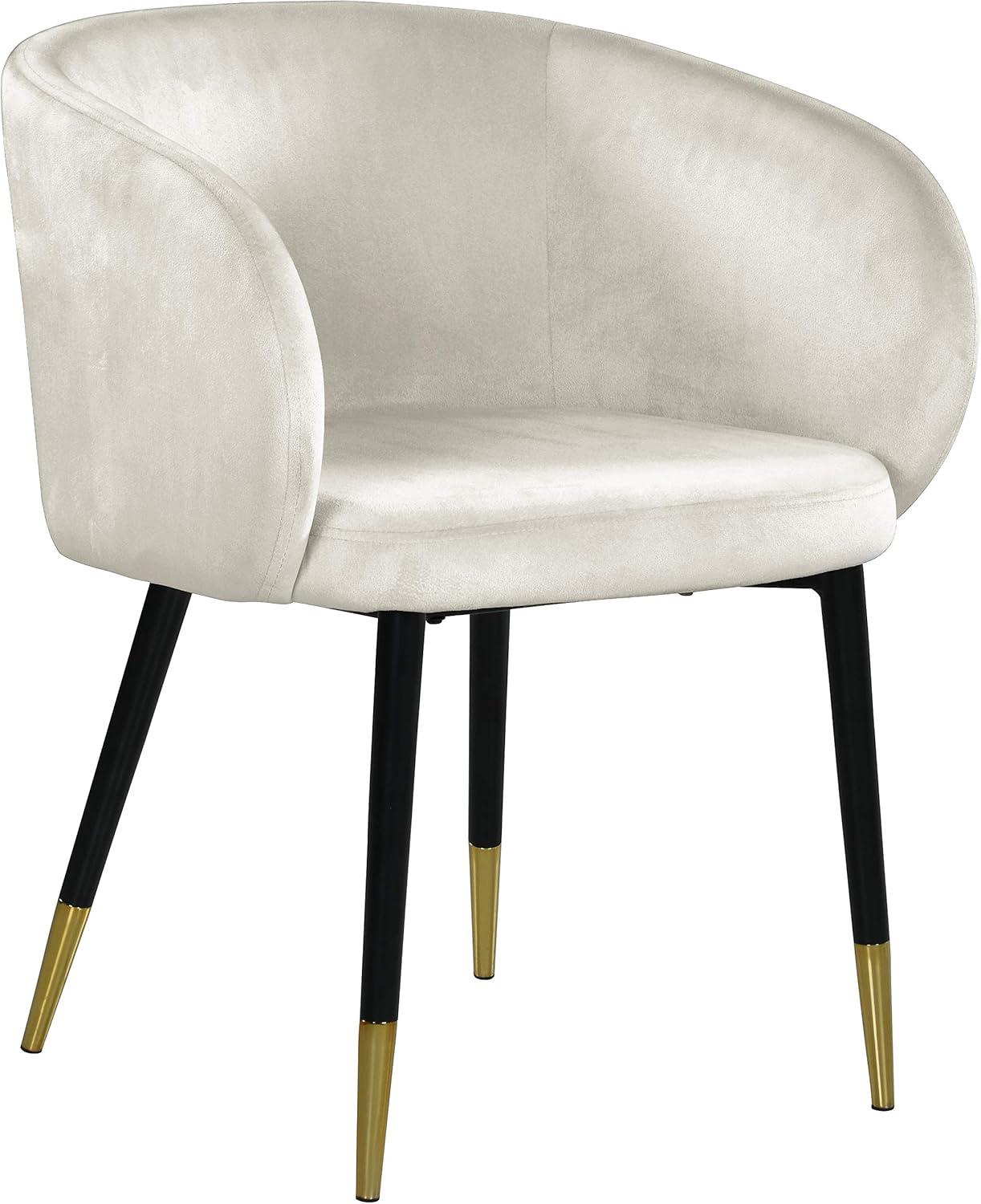 Meridian Furniture Louise Velvet Dining Chair in Cream