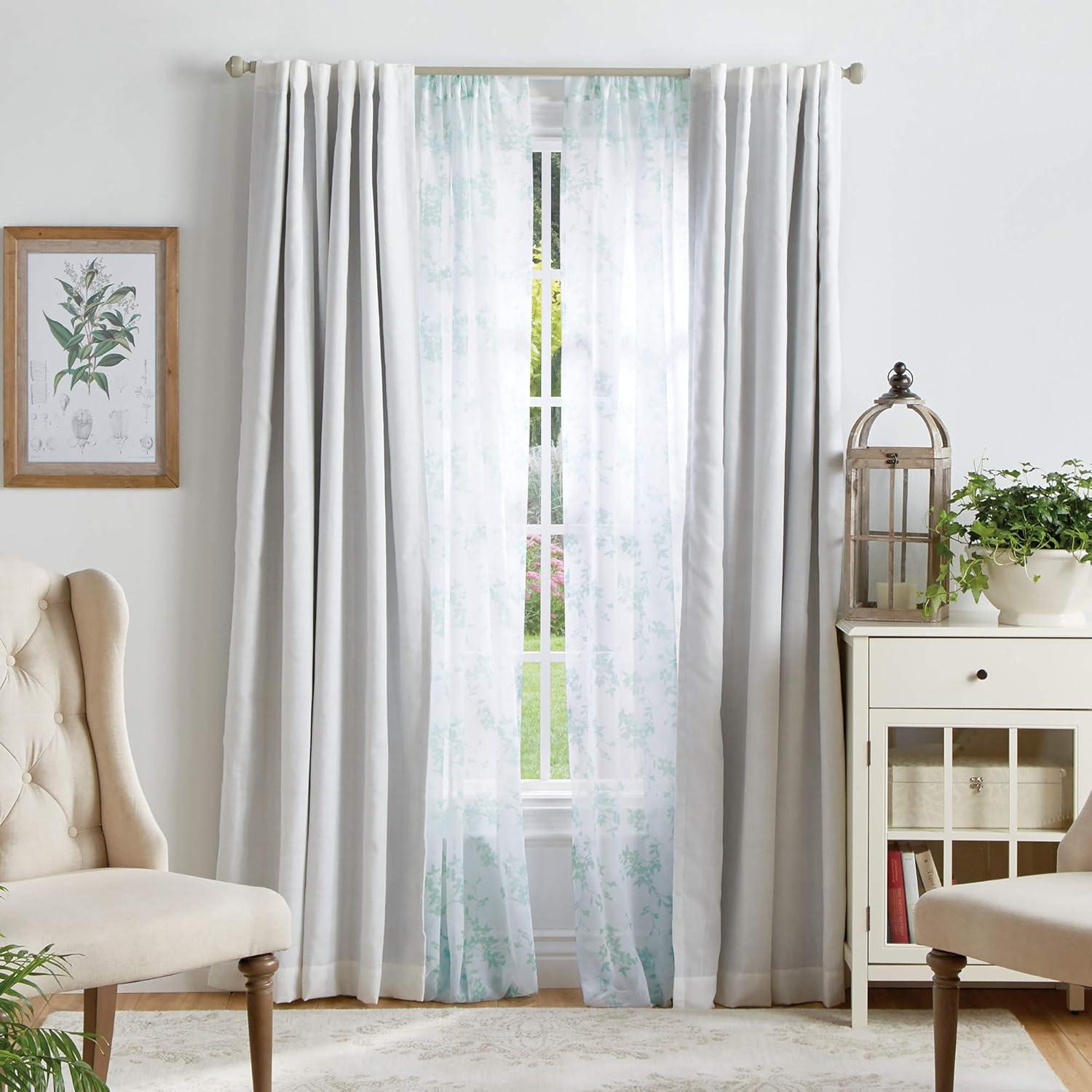 Bellefield Floral Sheer Rod Pocket Curtain Panels